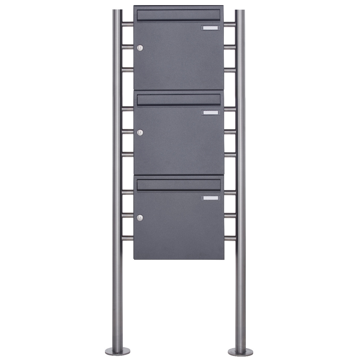 3er 3x1 Standbriefkasten Design BASIC 381 ST-R - DB703 eisenglimmer 3er 3x1 Standbriefkasten Design BASIC 381 ST-R - DB703 eisenglimmer