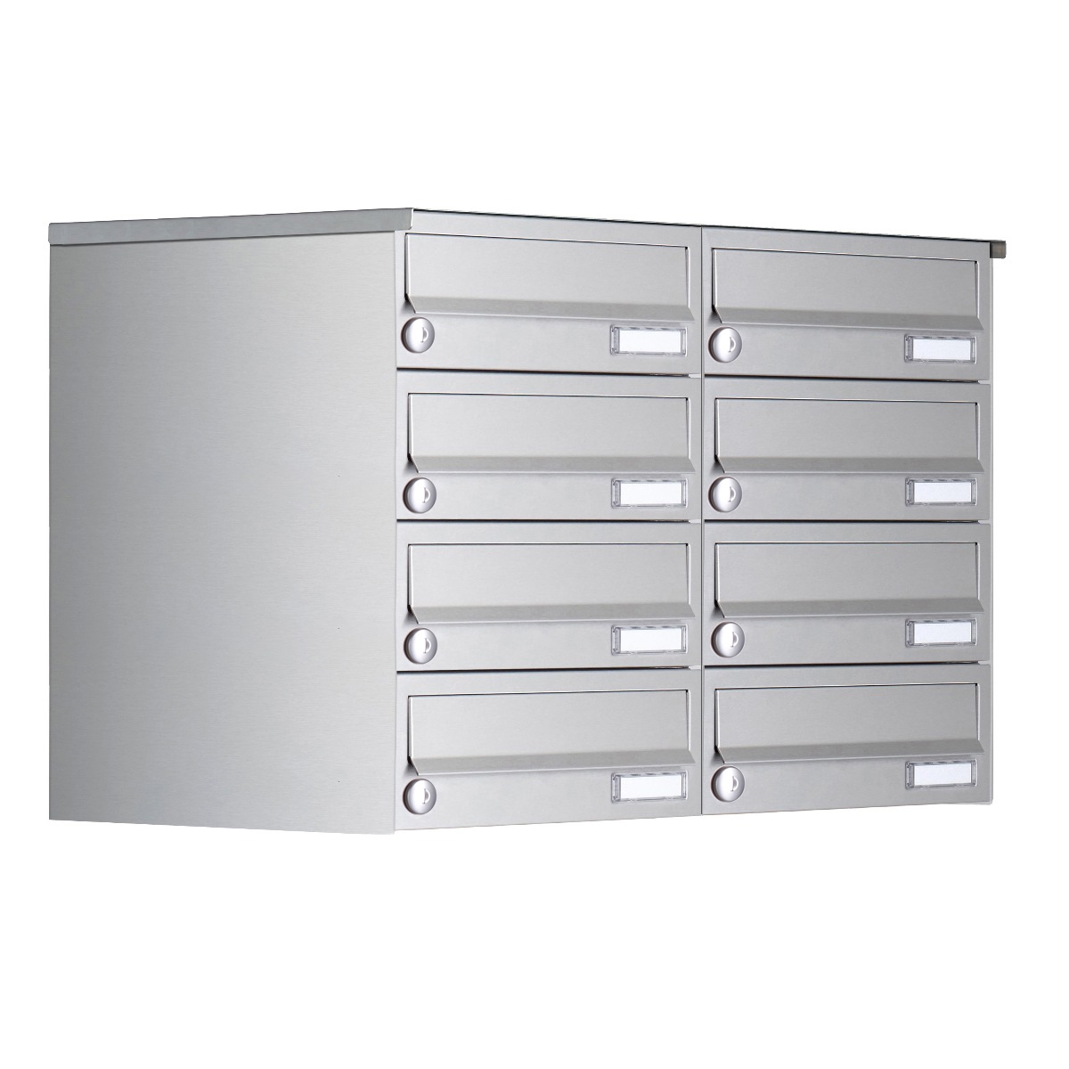 8er 4x2 Aufputz Briefkastenanlage Design BASIC 385A- VA AP - Edelstahl V2A, geschliffen