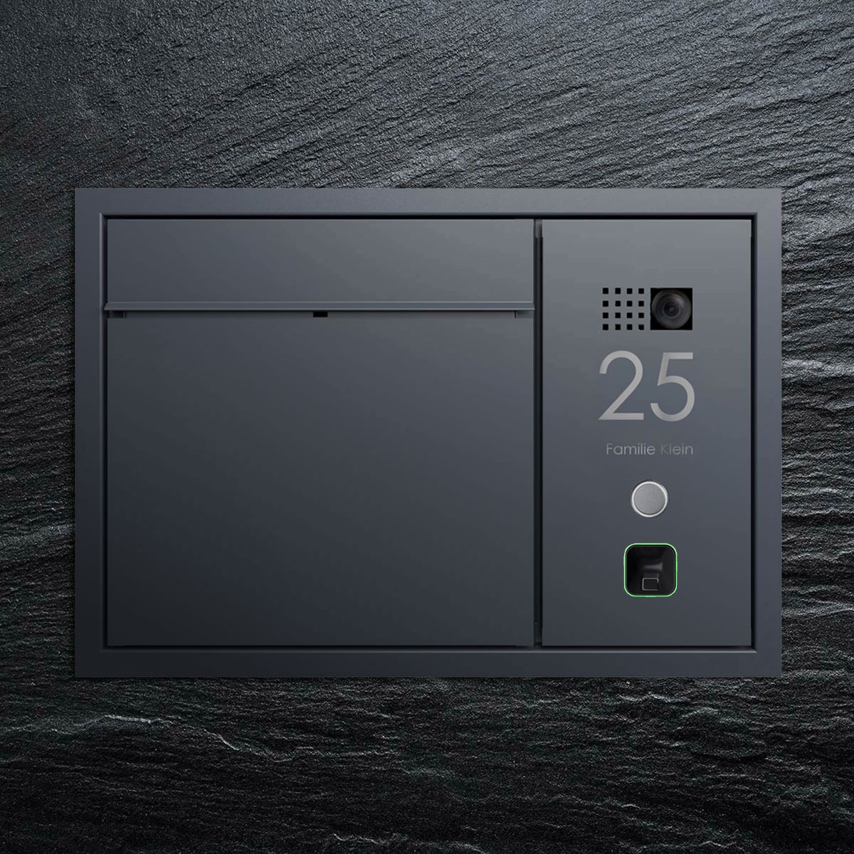 Design Unterputz Briefkasten GOETHE UP - RAL nach Wahl - COMELIT Ultra seitlich - VIDEO Set