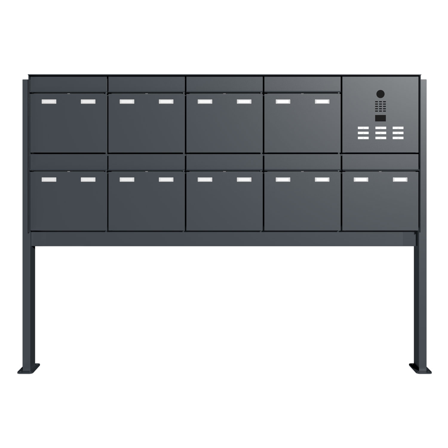 9er Design Standbriefkasten GOETHE ST-Q seitlich rechts mit DoorBird Video- Sprechanlage - RAL nach Wahl