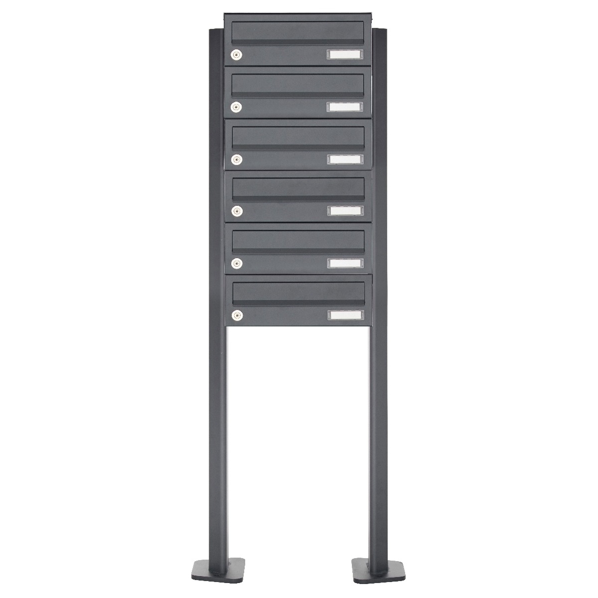 6er Briefkastenanlage freistehend Design BASIC 385P-7016 ST-T - RAL 7016 anthrazitgrau 6er Briefkastenanlage freistehend Design BASIC 385P-7016 ST-T - RAL 7016 anthrazitgrau