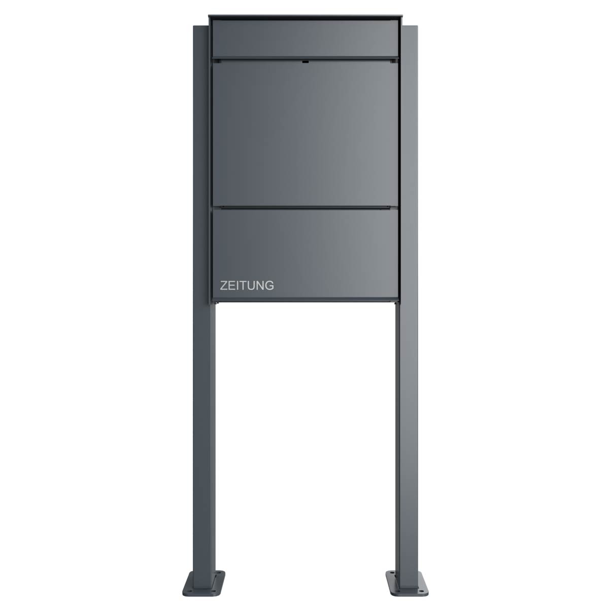 Design Standbriefkasten GOETHE ST-Q mit Zeitungsfach - RAL nach Wahl Design Standbriefkasten GOETHE ST-Q mit Zeitungsfach - RAL nach Wahl