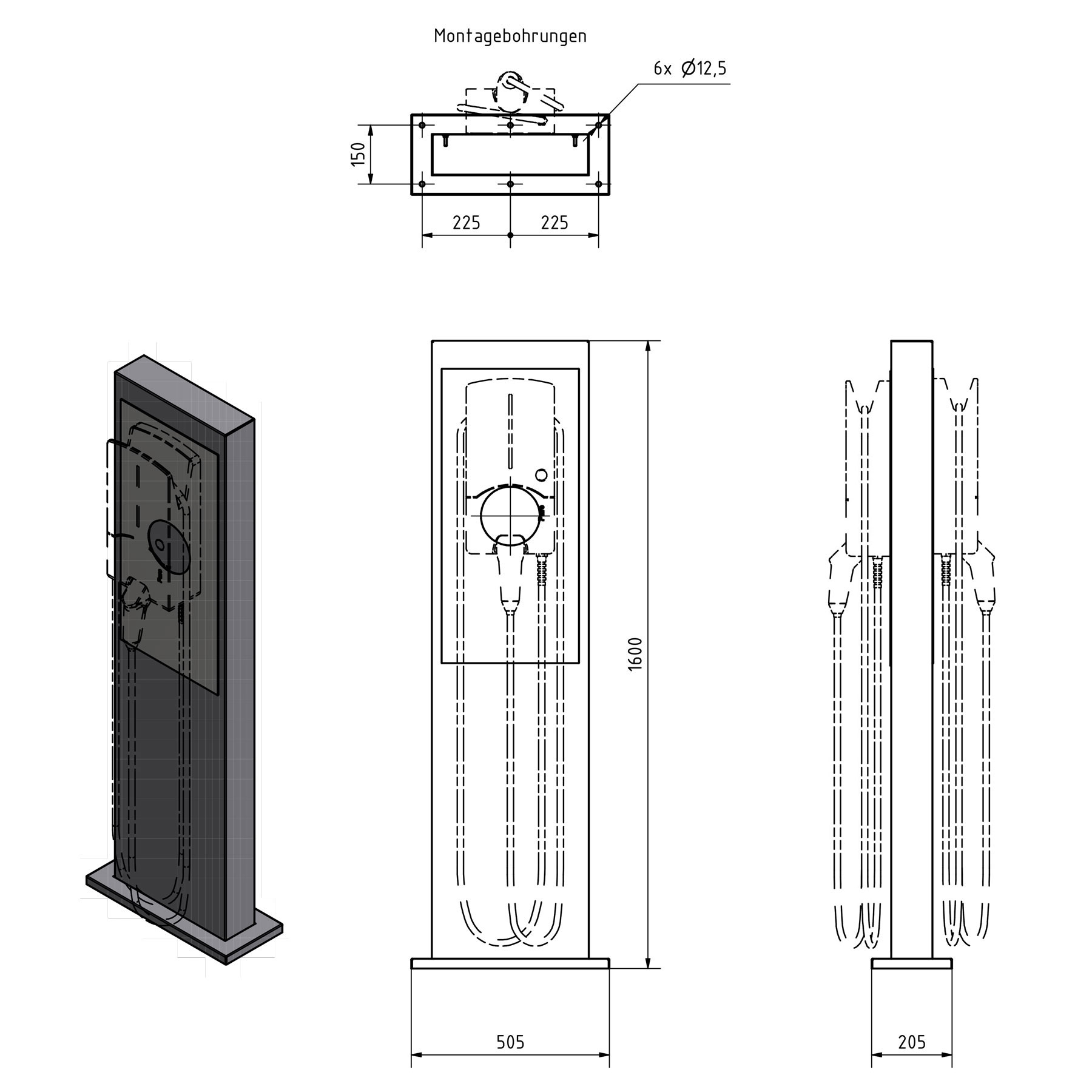 40912d77d83f666f1d0879c9aea1d589a7f5a502 Stainless steel pedestal GRIMM 605 for two wallboxes - Customised wallbox prepared - RAL of your choice