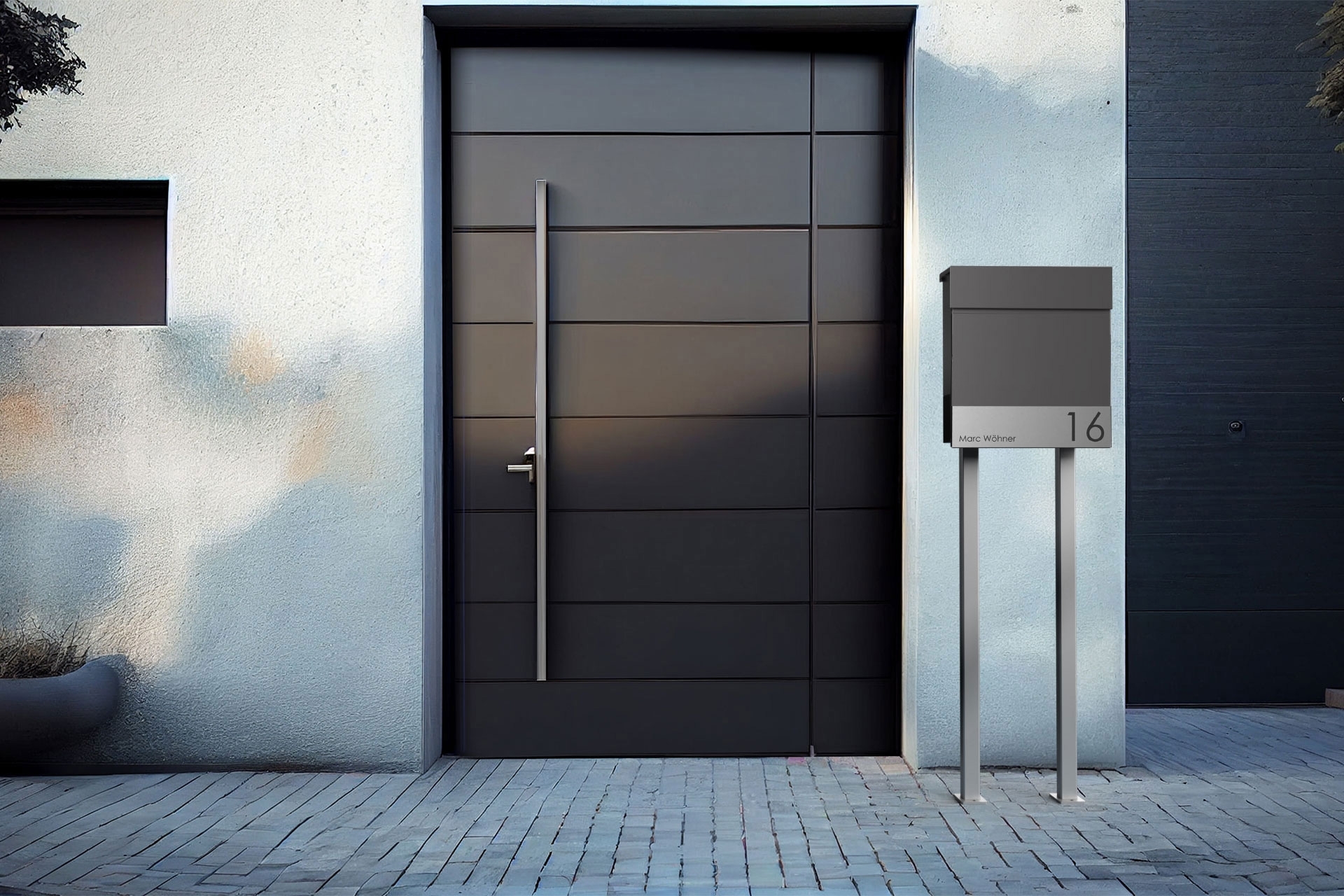 Boîte aux lettres sur pied KANT Edition avec porte-journaux - Design Elegance 4 - RAL 7016 gris anthracite