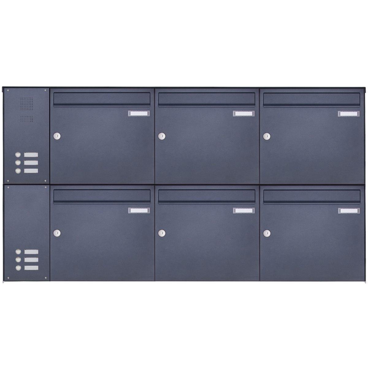 6-piece surface-mounted letterbox BASIC Plus 382X AP with bell box on the side - RAL of your choice