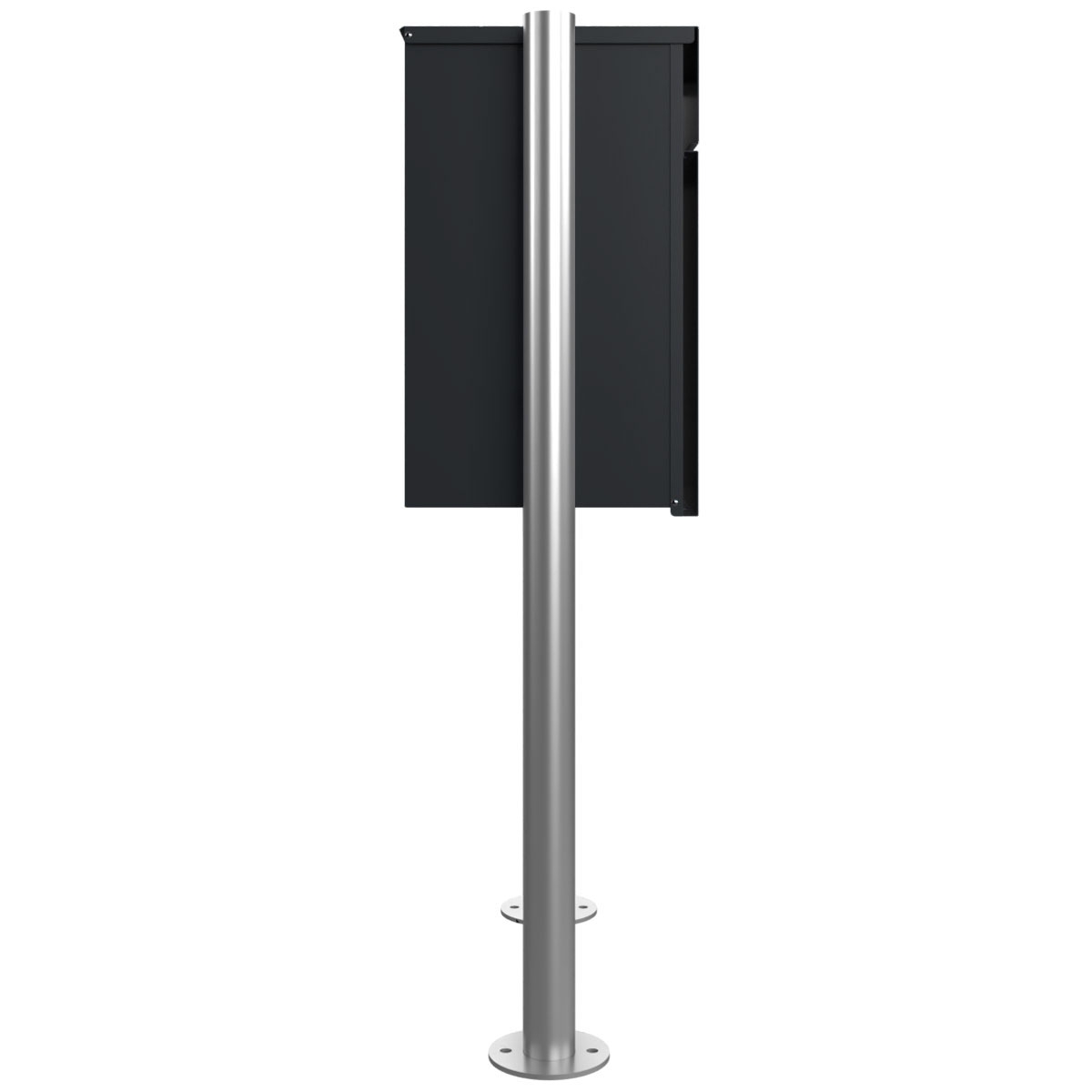 Paketbriefkasten freistehend KANT ST-R - Design 2 - RAL 9005 tiefschwarz mit Standelemente Edelstahl