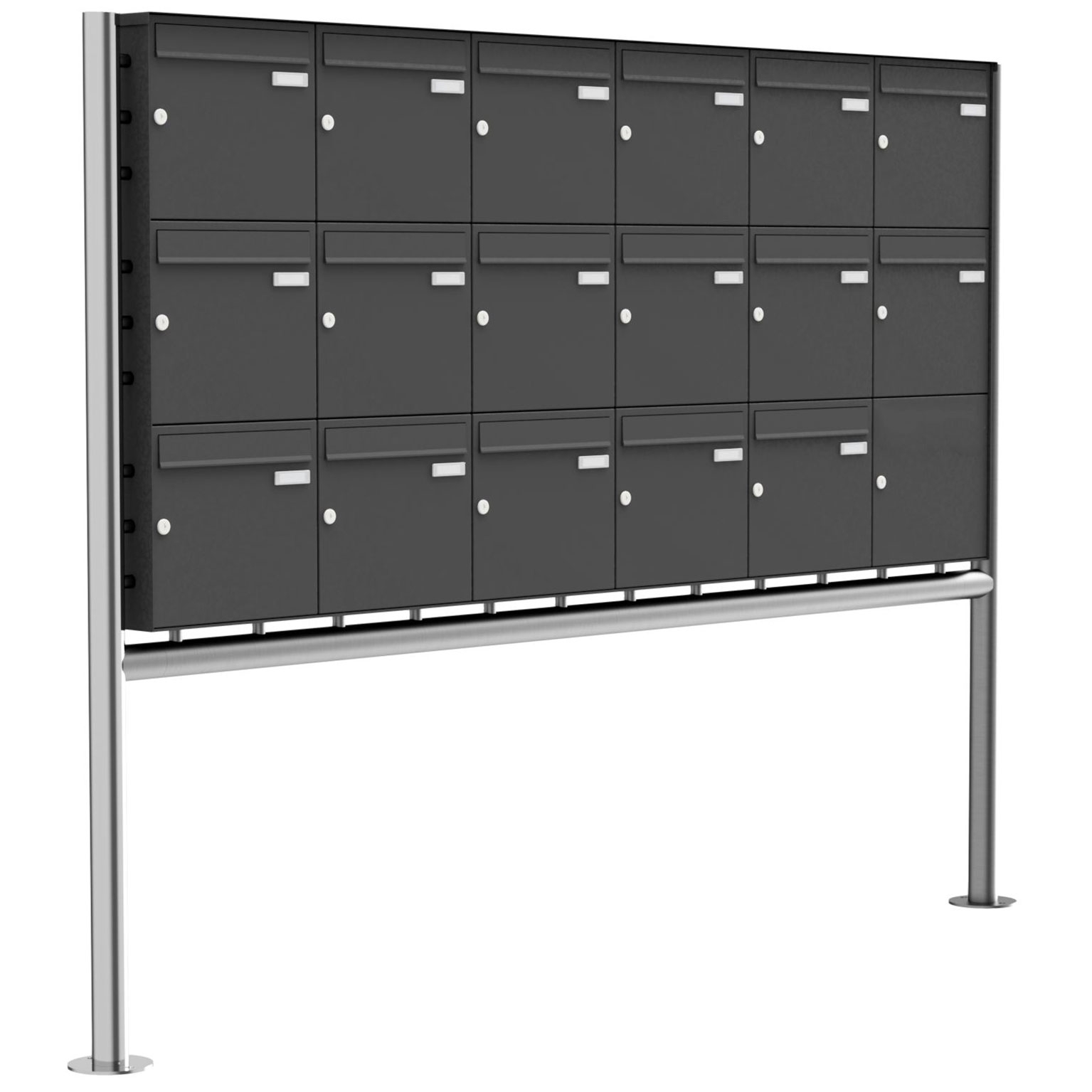 17er 3x6 Edelstahl Standbriefkasten Design BASIC Plus 381X ST-R - RAL nach Wahl