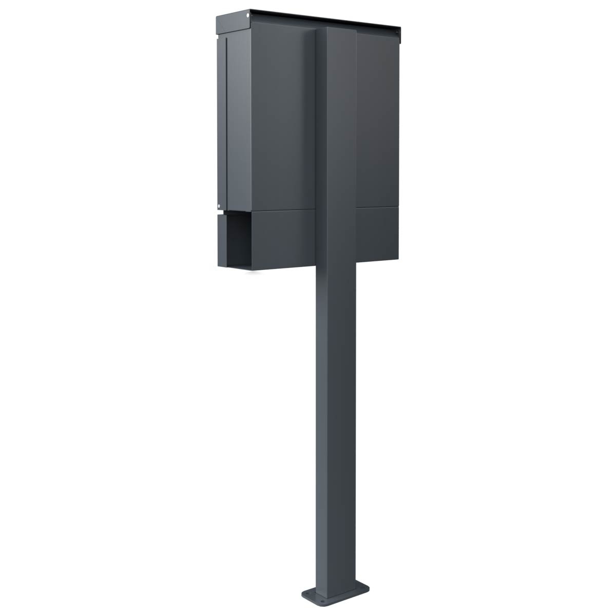 8f3b86fd05b0a5578d943af5cafdaf758fca8869 BRENTANO® ST-BP designer free-standing letterbox with newspaper compartment - Elegance 3 design - RAL 7016 anthracite grey
