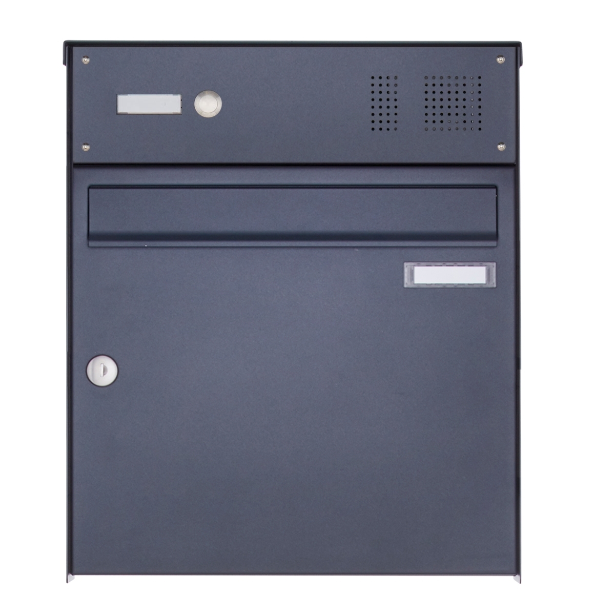 1 stainless steel surface-mounted letterbox design BASIC Plus 382XA AP with bell box - RAL of your choice 1 stainless steel surface-mounted letterbox design BASIC Plus 382XA AP with bell box - RAL of your choice