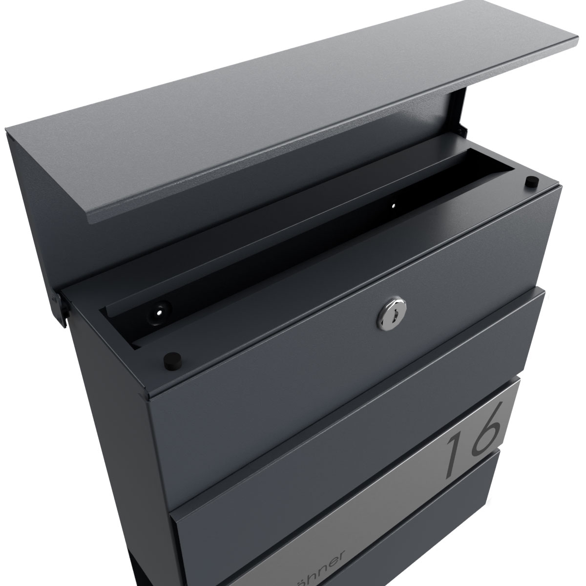 KANT Edition letterbox with newspaper compartment - Elegance 2 design - RAL 7016 anthracite grey KANT Edition letterbox with newspaper compartment - Elegance 2 design - RAL 7016 anthracite grey