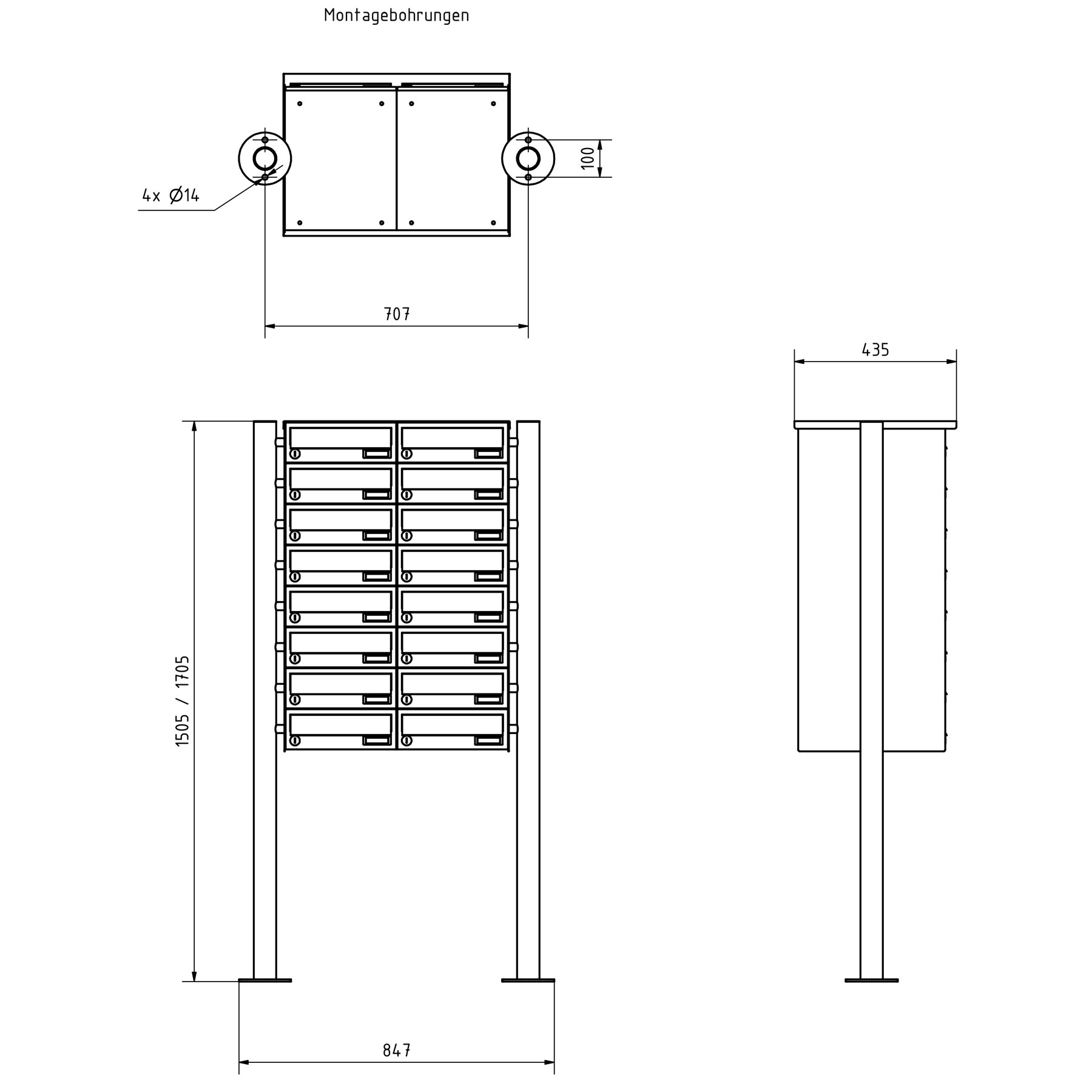16er 8x2 Edelstahl Briefkastenanlage freistehend Design BASIC Plus 385X ST-R - RAL nach Wahl 16er 8x2 Edelstahl Briefkastenanlage freistehend Design BASIC Plus 385X ST-R - RAL nach Wahl
