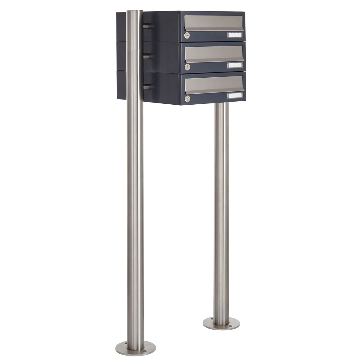 3 cassette per le lettere autoportanti Design BASIC 385-7016 ST-R - acciaio inox RAL 7016 grigio antracite