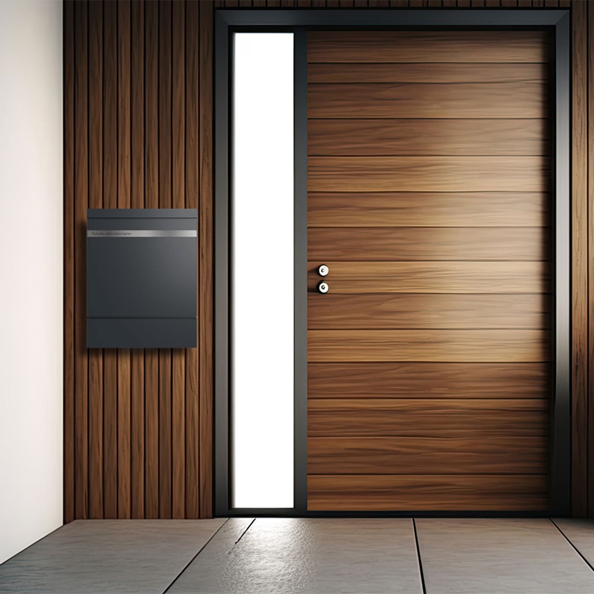 9773d24ac9aeaf0d661e8c4366f76a83785edd01 Briefkasten BRENTANO® mit Zeitungsfach - Design Elegance 3 - RAL 7016 anthrazitgrau