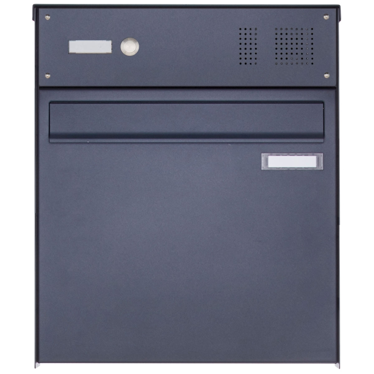 Edelstahl Zaunbriefkasten BASIC Plus 382XZ  mit Klingelkasten - RAL nach Wahl - Entnahme rückseitig Edelstahl Zaunbriefkasten BASIC Plus 382XZ  mit Klingelkasten - RAL nach Wahl - Entnahme rückseitig