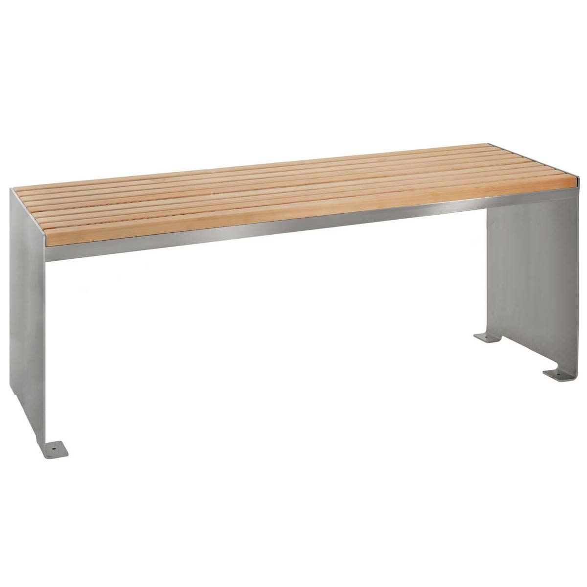 Design Tisch NOVALIS - Edelstahl geschliffen - Douglasie geölt