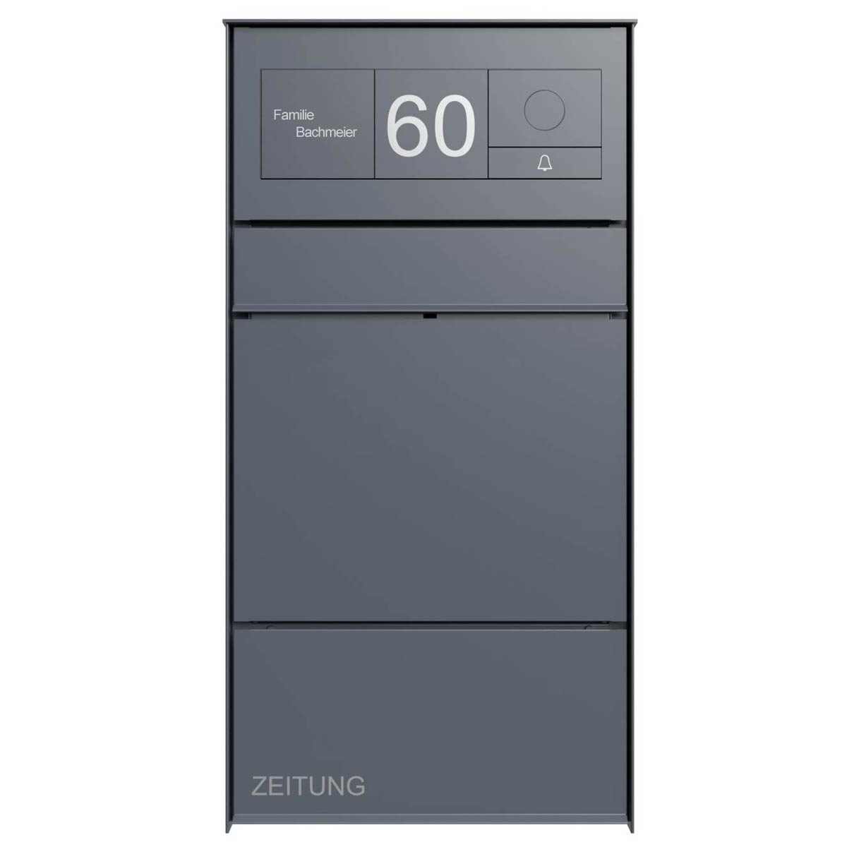 Cassetta per le lettere di design GOETHE AP con scomparto per giornali - RAL a scelta - Sistema GIRA 106 - Set completo AUDIO