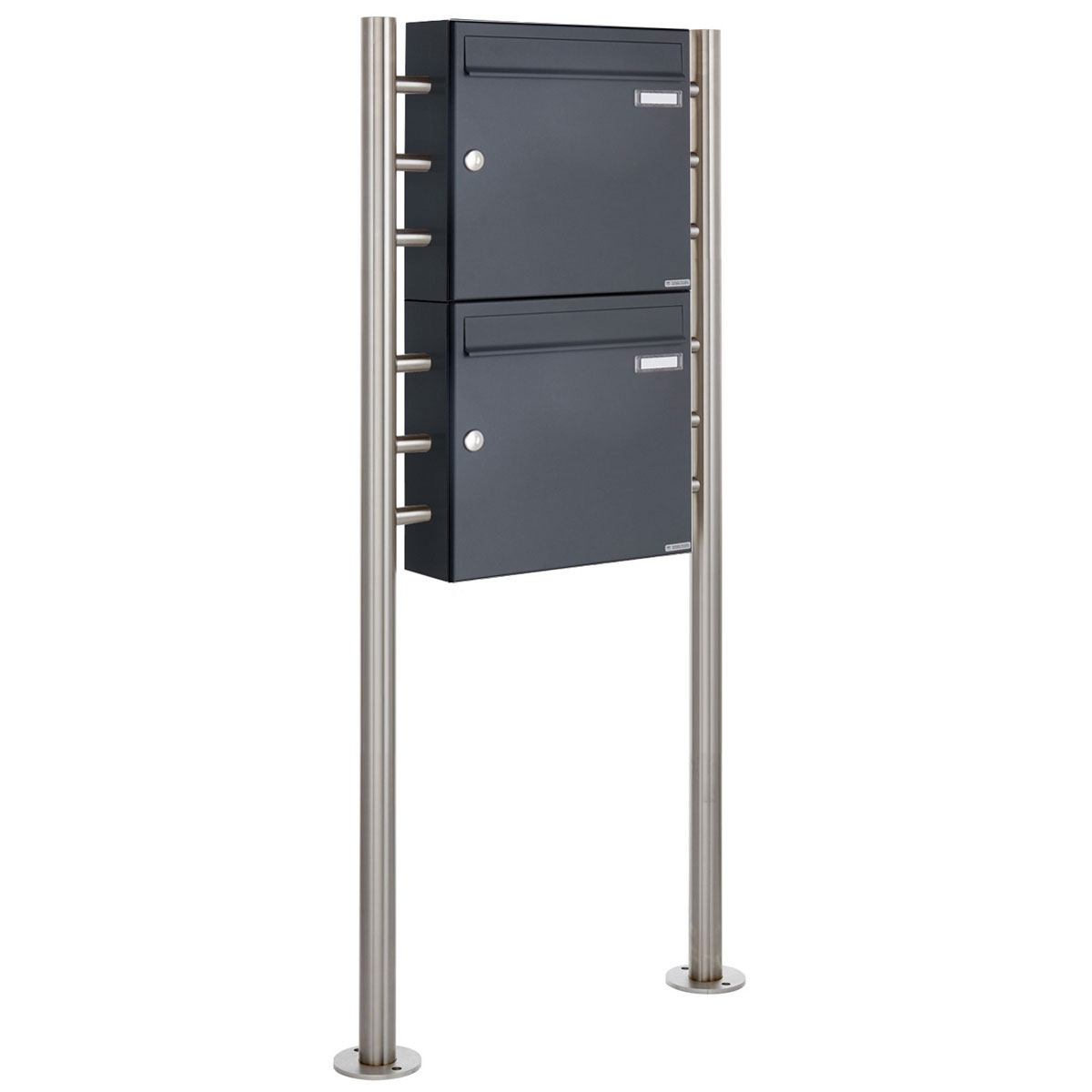 2 x 1 letterbox system freestanding Design BASIC 381 ST-R - RAL 7016 anthracite grey 2 x 1 letterbox system freestanding Design BASIC 381 ST-R - RAL 7016 anthracite grey