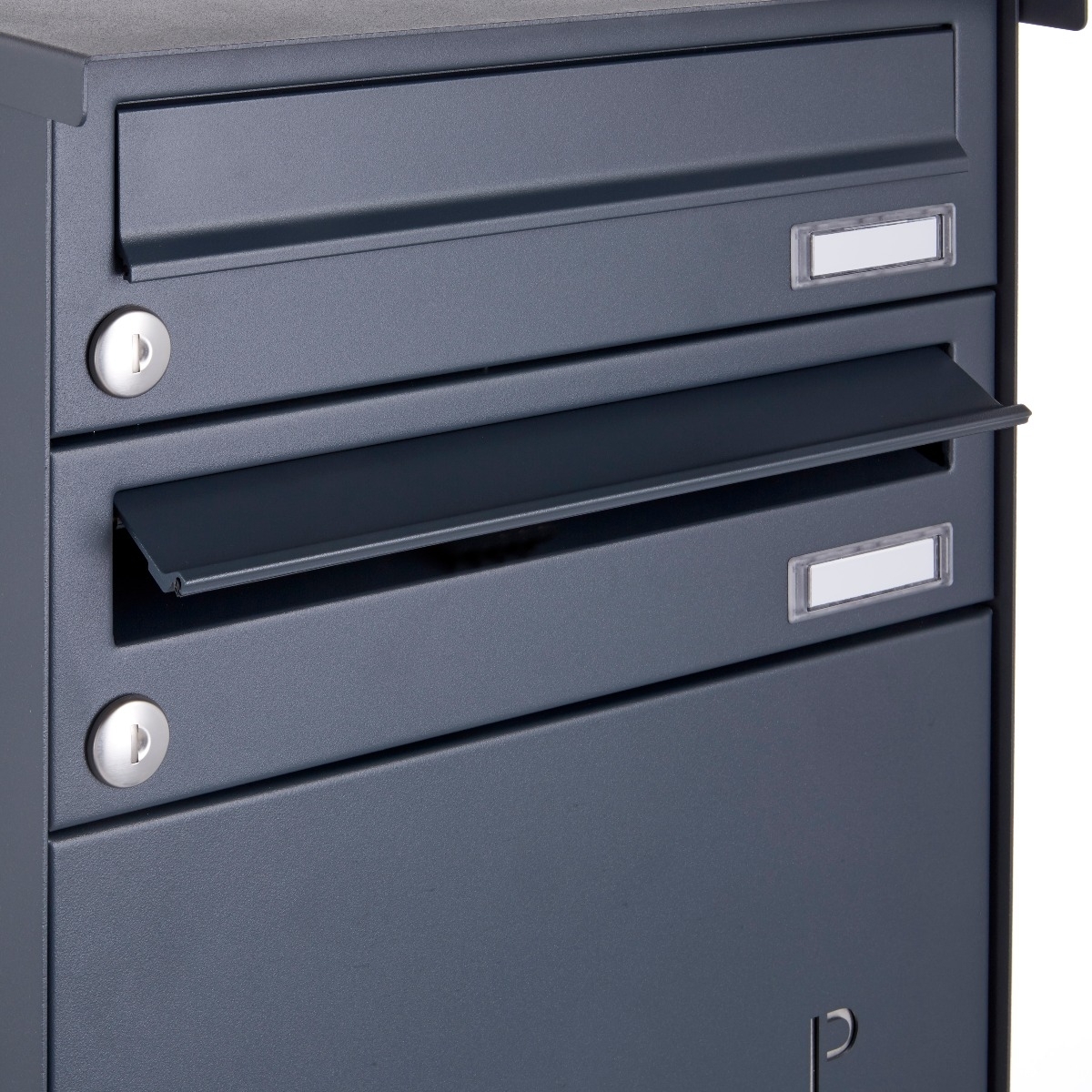 2er Edelstahl Paketbriefkasten freistehend BASIC Plus 863X ST-R mit Paketfach 550x370 in RAL nach Wahl