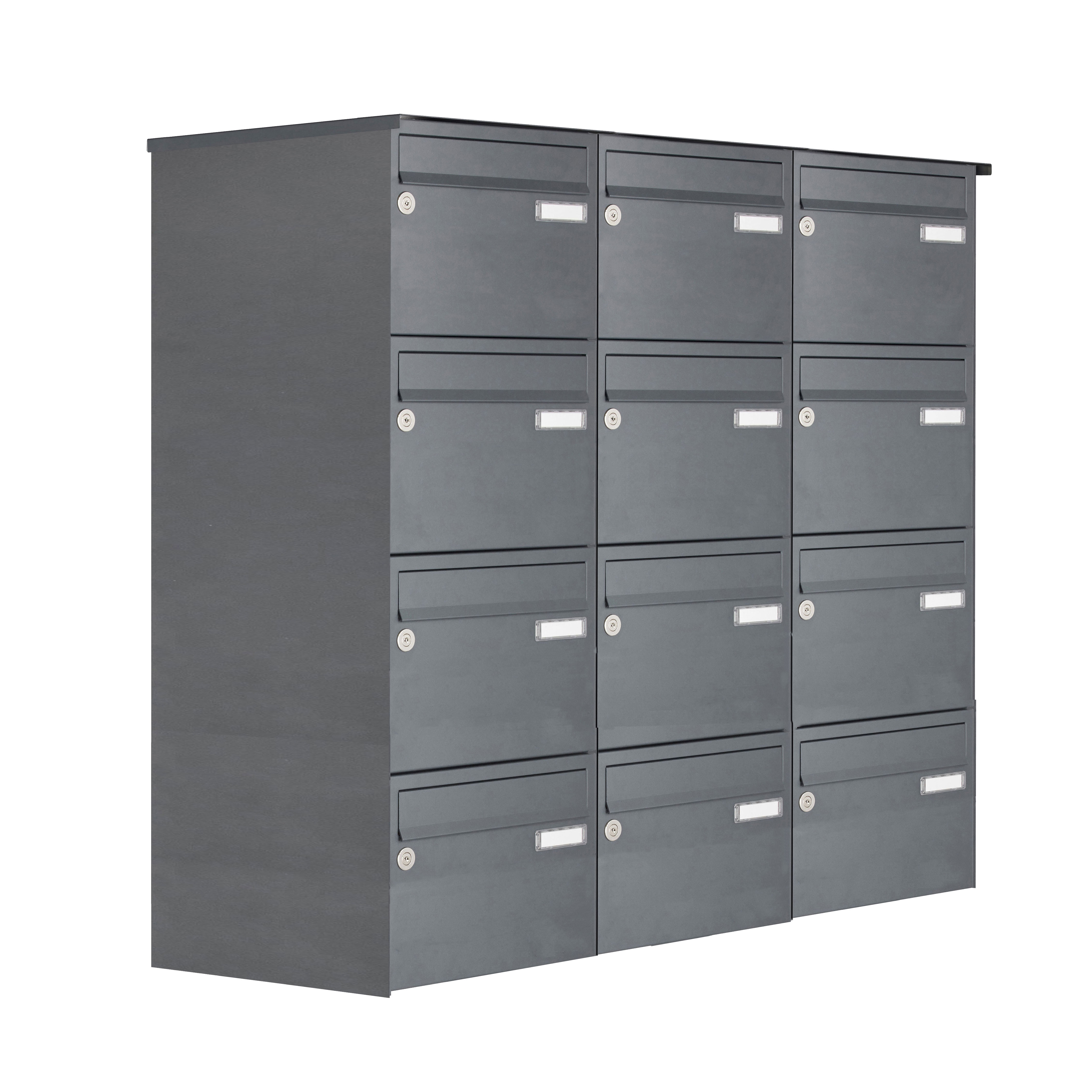 12er Aufputz Briefkastenanlage Design BASIC 385 A 220 - RAL 7016 anthrazitgrau