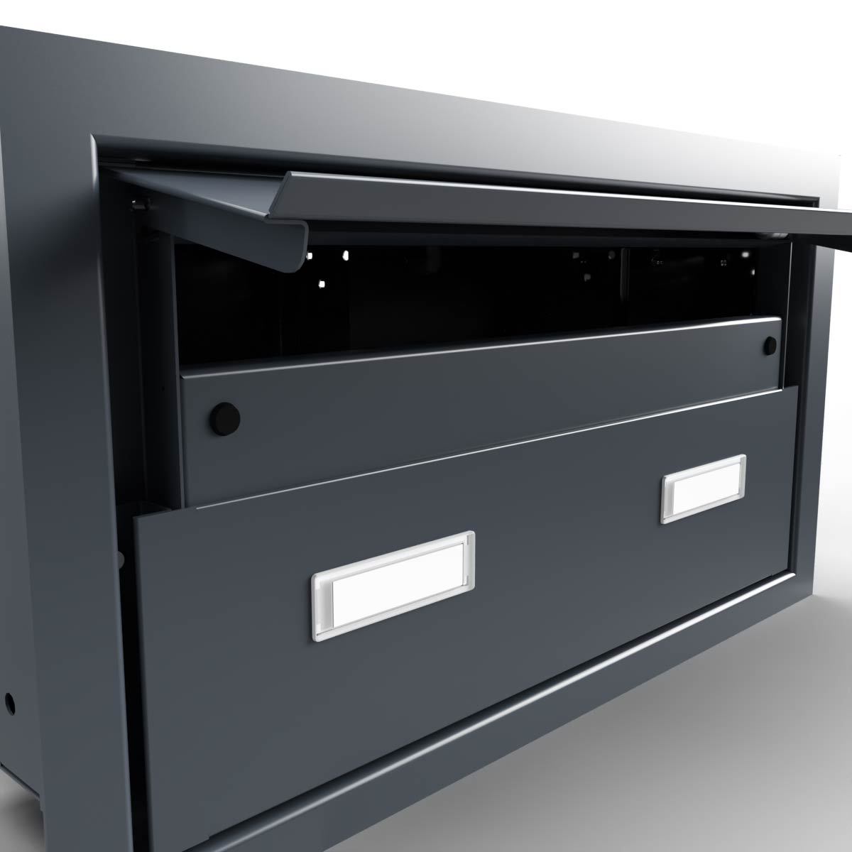 4er 1x4 Design Durchwurfbriefkasten GOETHE MDW mit Namensschild - RAL nach Wahl 4er 1x4 Design Durchwurfbriefkasten GOETHE MDW mit Namensschild - RAL nach Wahl