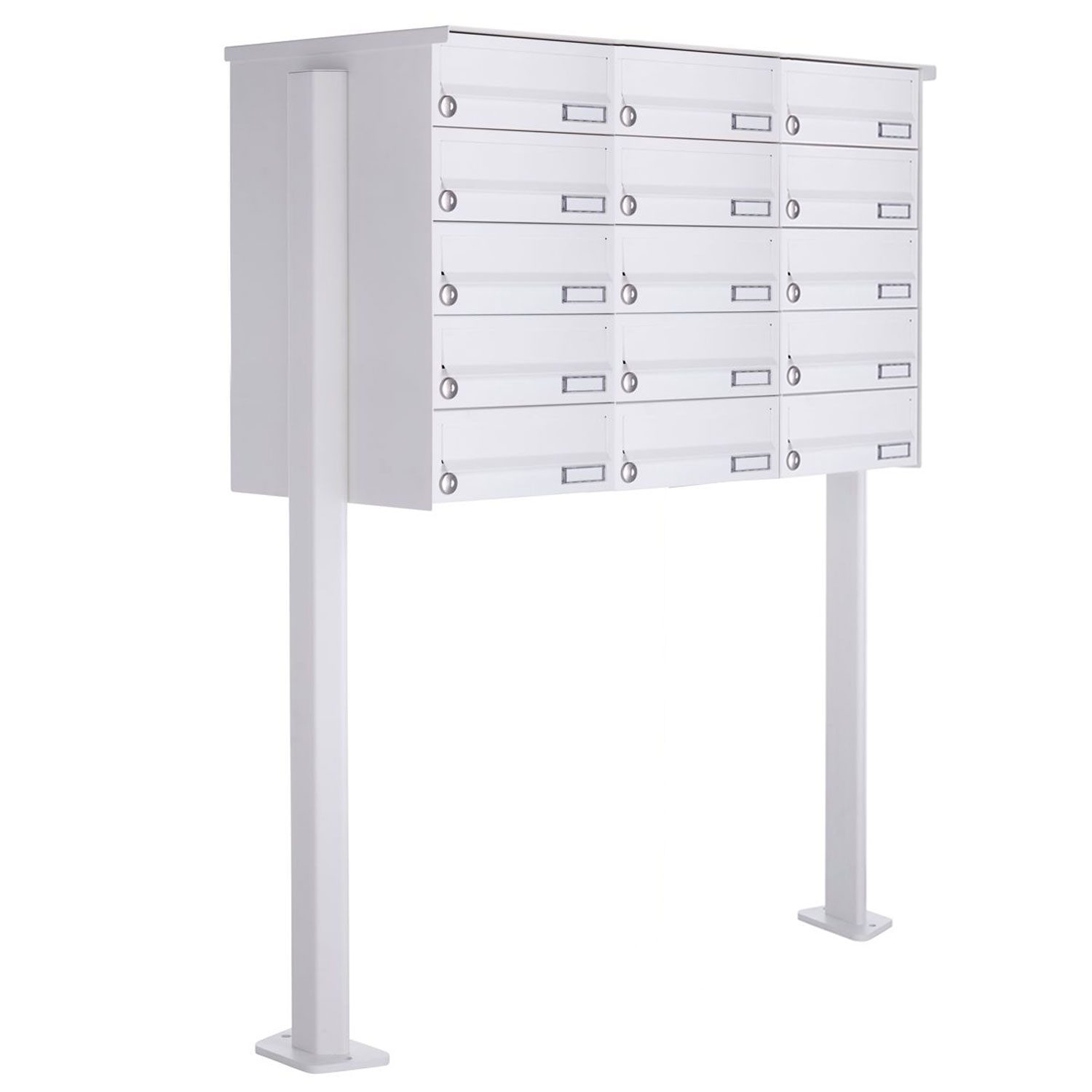 15er 3x5 free-standing letterbox Design BASIC 385P-9016 ST-T - RAL 9016 traffic white
