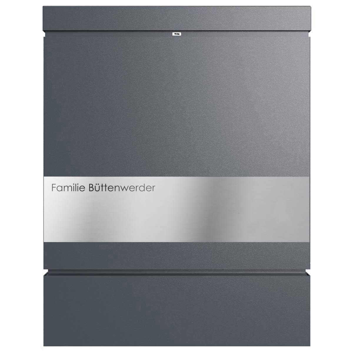 393f4bc72c4eb1e498920d6b28020978703e52e2 BRENTANO® letterbox with newspaper compartment - Elegance 2 design - RAL of your choice