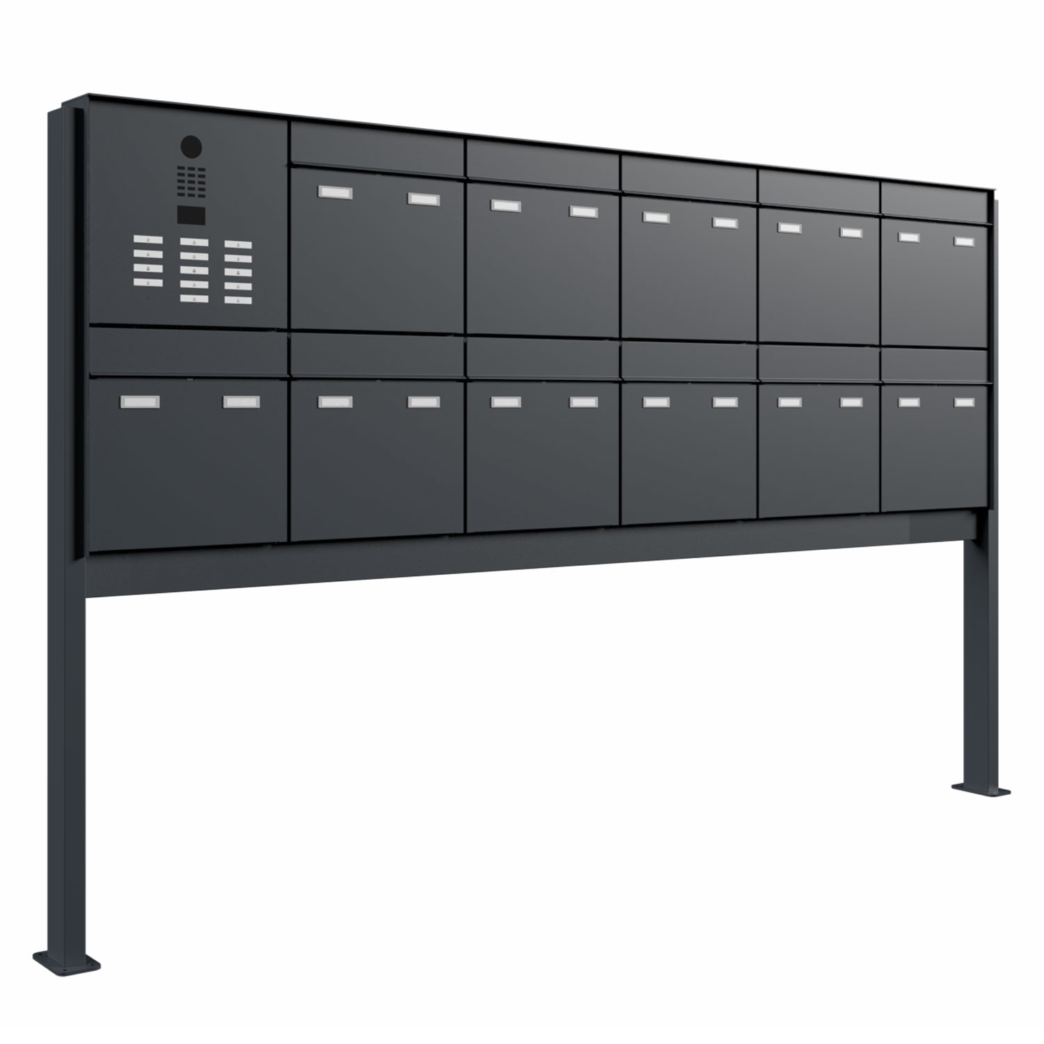 11er Design Standbriefkasten GOETHE ST-Q seitlich links mit DoorBird Video- Sprechanlage - RAL nach Wahl