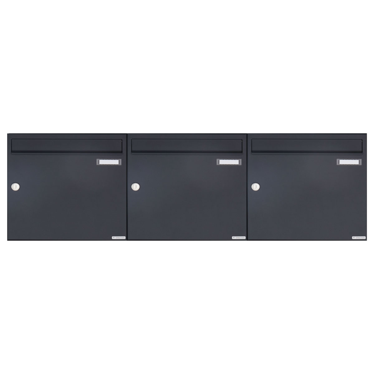 3er 3x1 surface-mounted letterbox design BASIC 382A AP - RAL 7016 anthracite grey 3er 3x1 surface-mounted letterbox design BASIC 382A AP - RAL 7016 anthracite grey