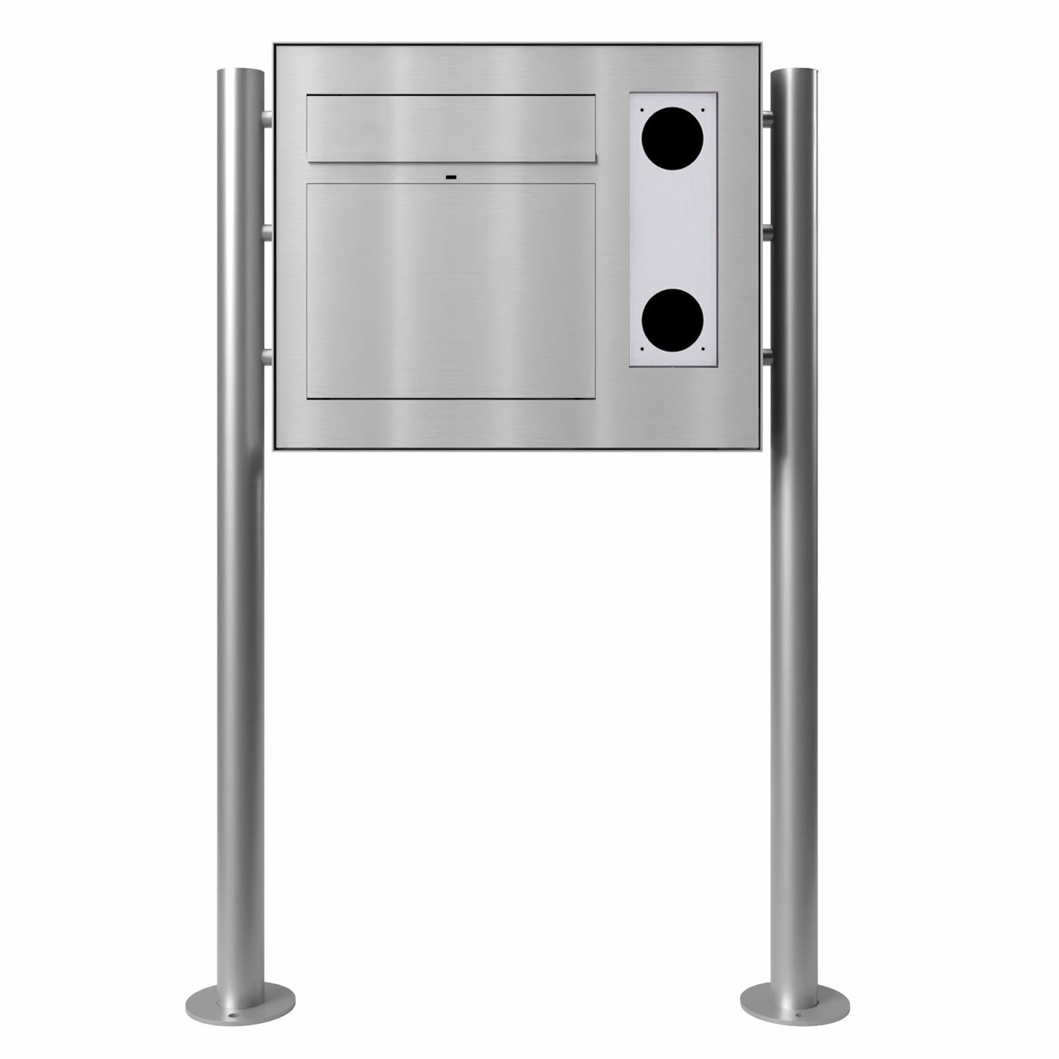 Design Standbriefkasten GRIMM ST-R - Edelstahl geschliffen - GIRA System 106 - 3-fach vorbereitet rechts