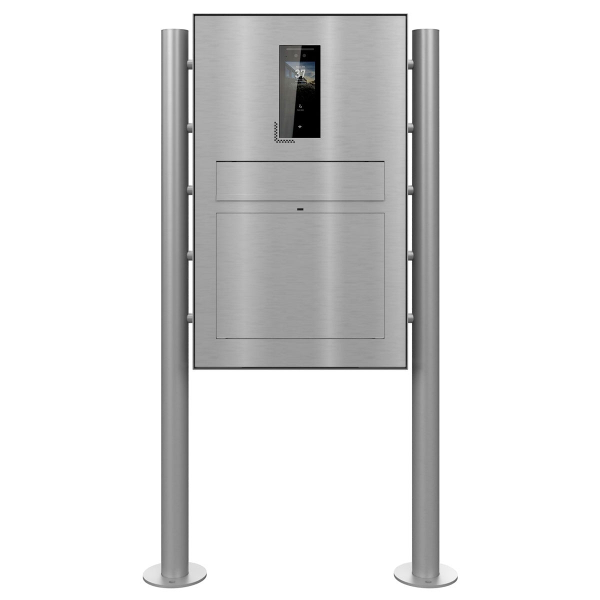 Design Standbriefkasten GRIMM - Edelstahl geschliffen mit Ekinex Dico IP-Videosprechanlage