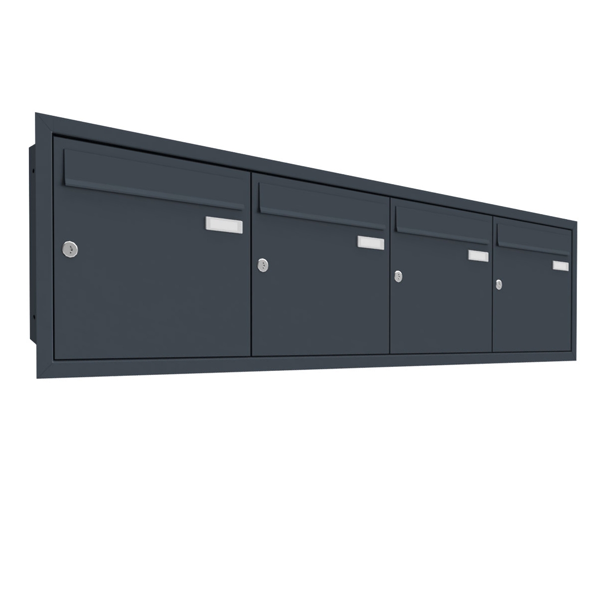 4 x 1 roestvast stalen inbouwbrievenbus BASIC Plus 382XU UP - RAL naar keuze - 4 partijen 4 x 1 roestvast stalen inbouwbrievenbus BASIC Plus 382XU UP - RAL naar keuze - 4 partijen