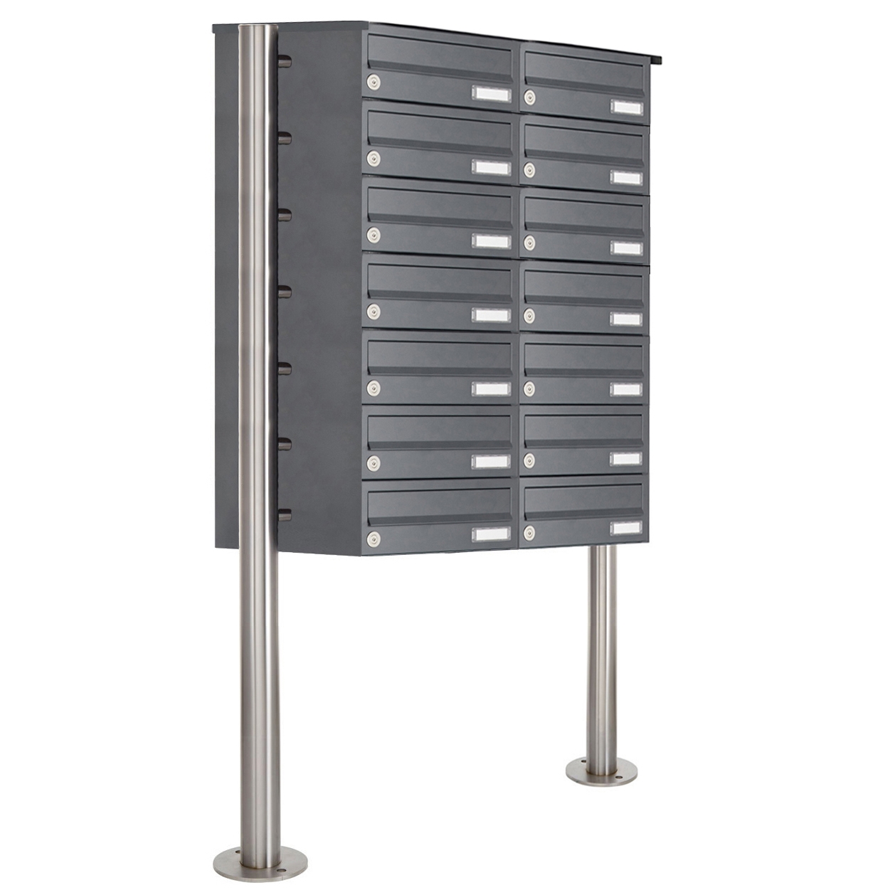 Sistema di cassette postali in acciaio inox 14x7x2 Design BASIC Plus 385X ST-R - RAL a scelta