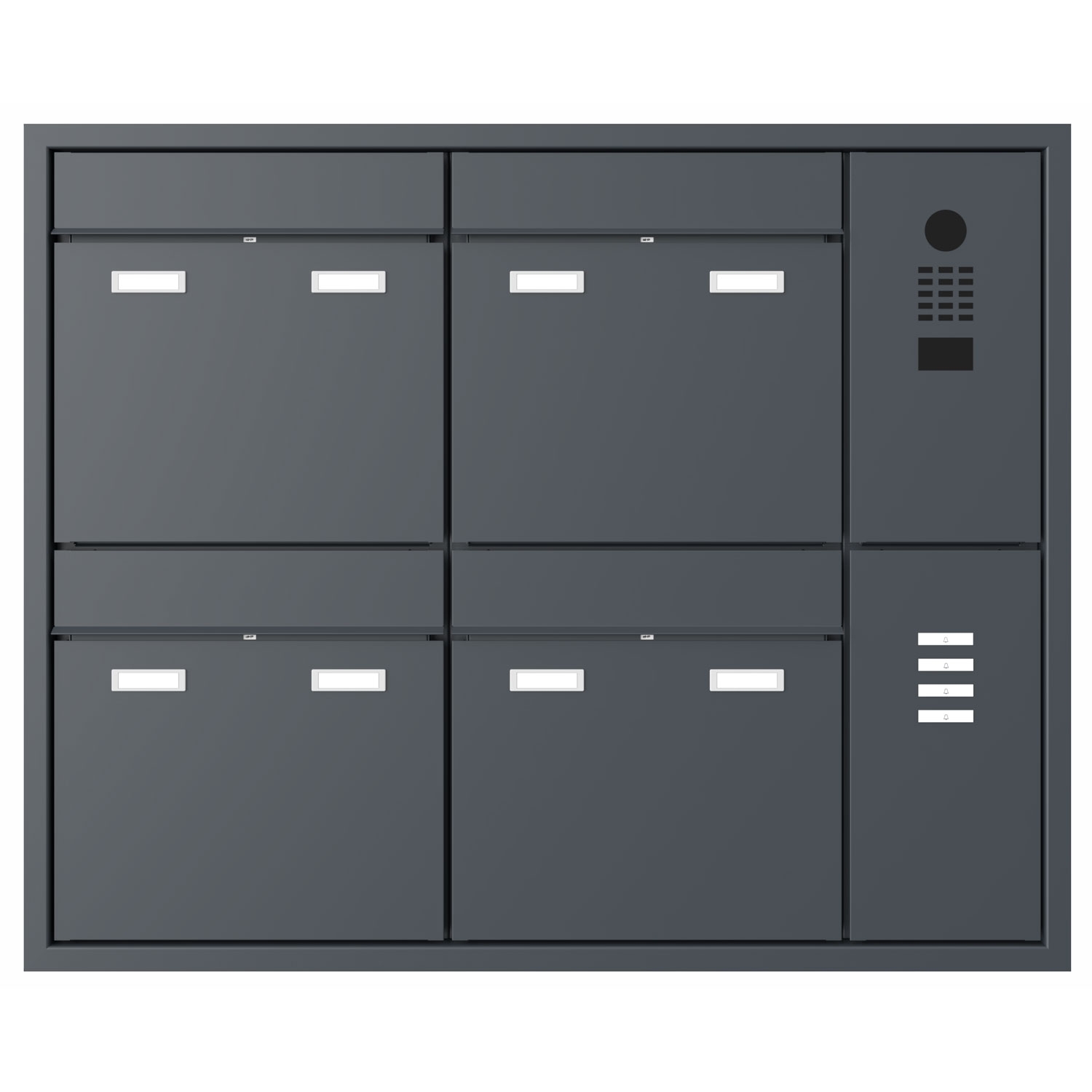 4er Design Unterputz Briefkasten GOETHE UP - RAL nach Wahl - DoorBird Video- Sprechanlage rechts