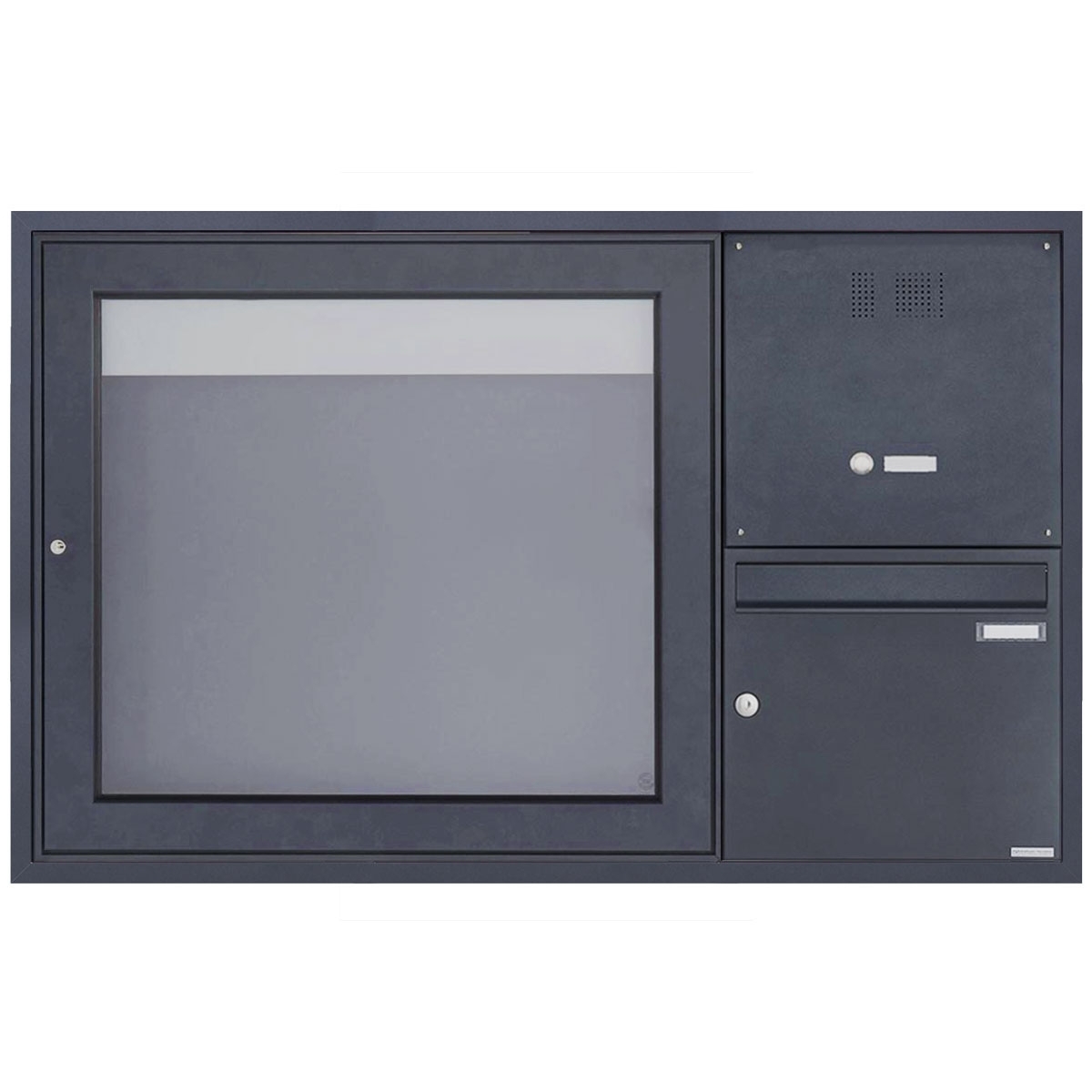 Podtynkowa skrzynka na listy z dzwonkiem i gablotą BASIC Plus 389 UP - 710x660 - RAL do wyboru Podtynkowa skrzynka na listy z dzwonkiem i gablotą BASIC Plus 389 UP - 710x660 - RAL do wyboru