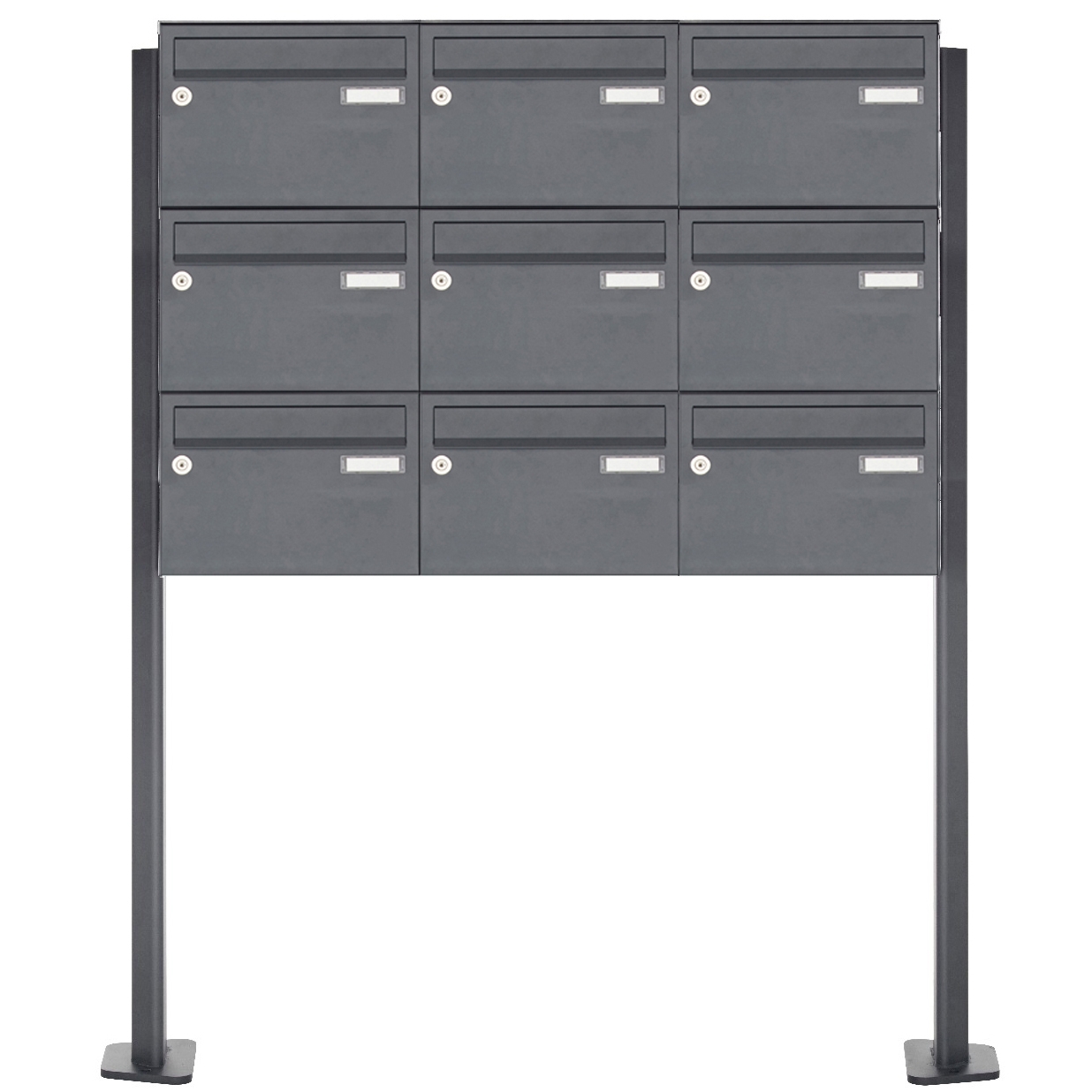 9er Edelstahl Standbriefkasten Design BASIC Plus 385XP ST-T - RAL nach Wahl 9er Edelstahl Standbriefkasten Design BASIC Plus 385XP ST-T - RAL nach Wahl