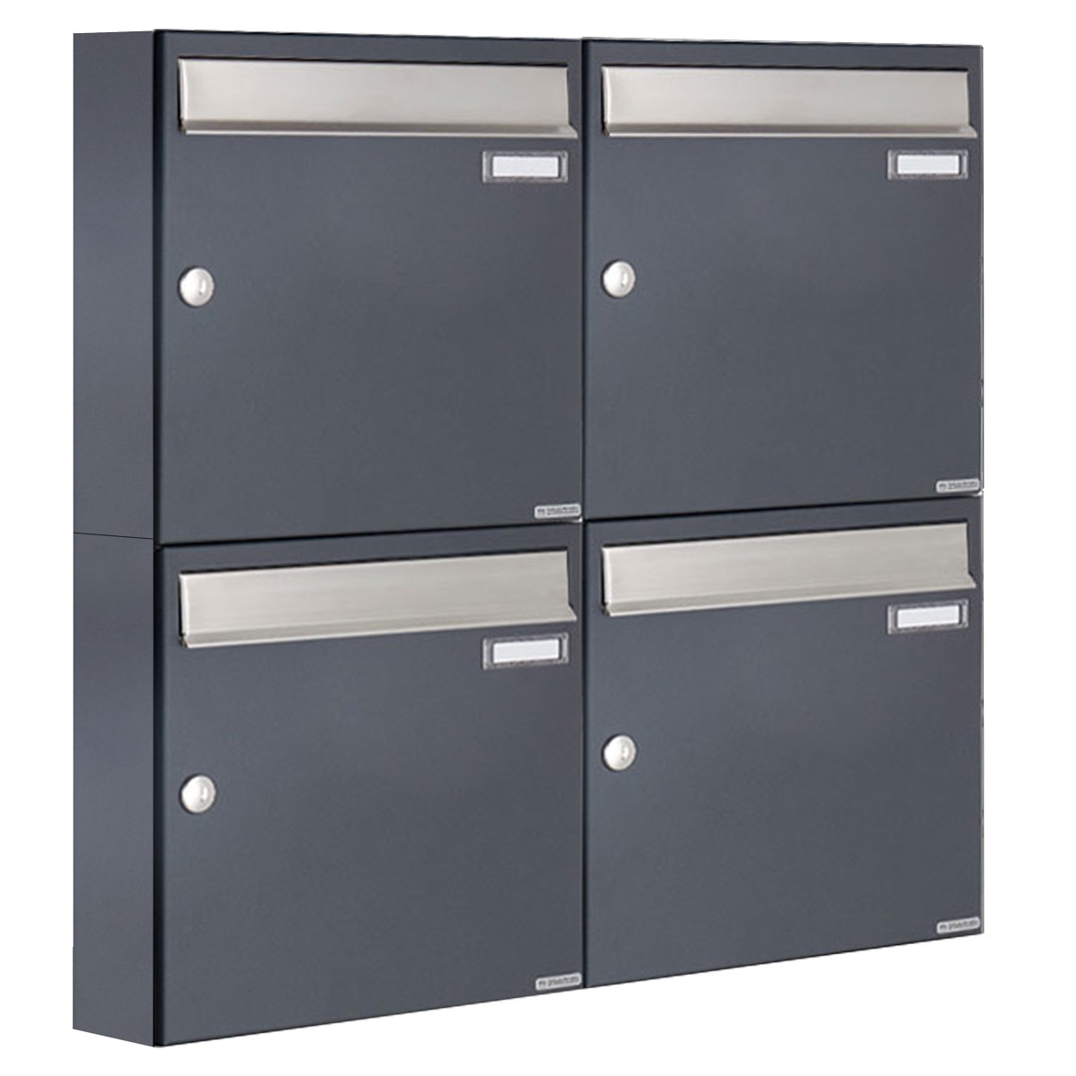 4er 2x2 Aufputz Briefkastenanlage Design BASIC 382 AP - Edelstahl-RAL 7016 anthrazitgrau