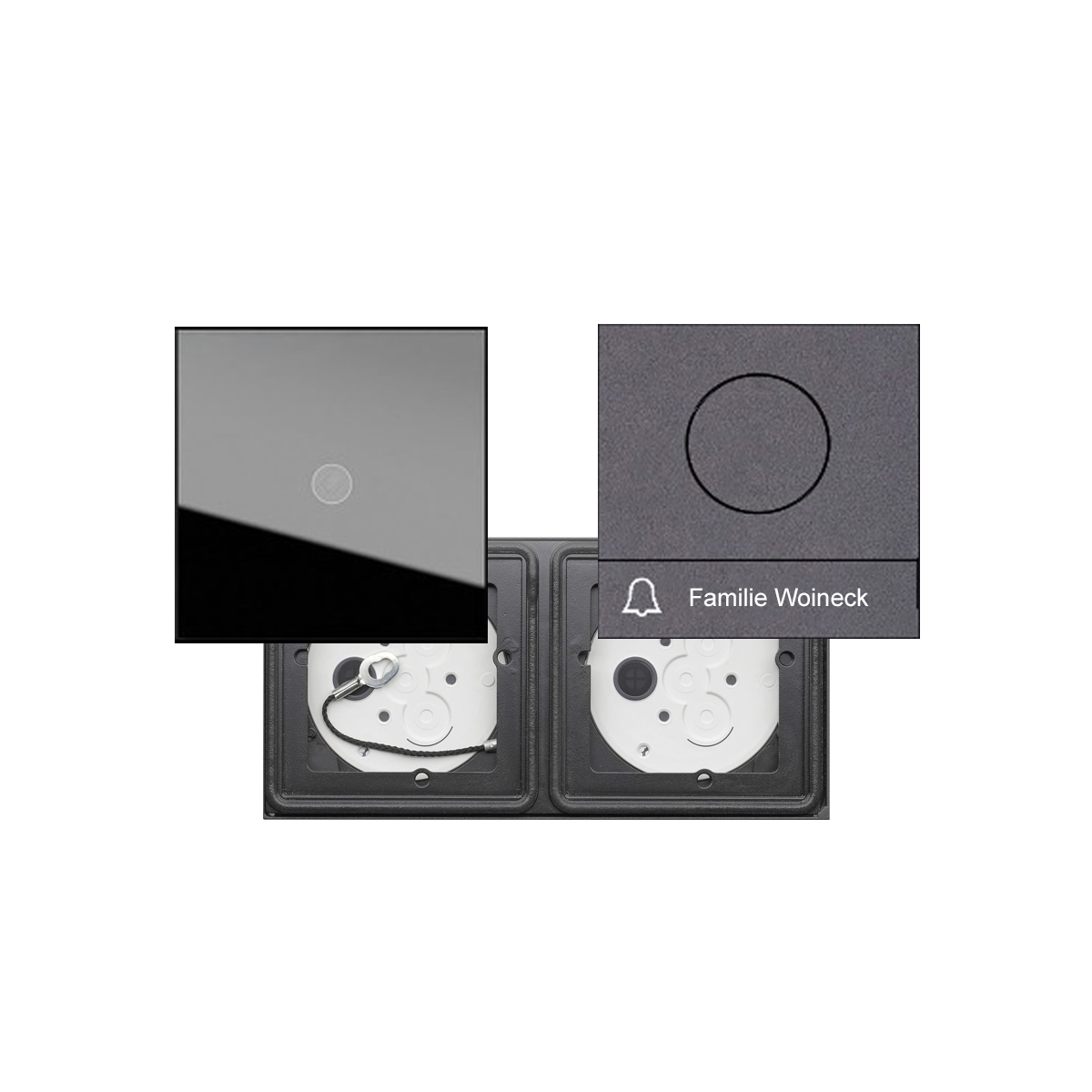 300daa9d253c12ca6892aeca2e3786e0e6bb21cf 2er Set GIRA System 106 - Edelstahl V2A, pulverbeschichtet RAL 7016 feinstruktur - Kamera- Sprechstelle mit 1x Klingeltaster