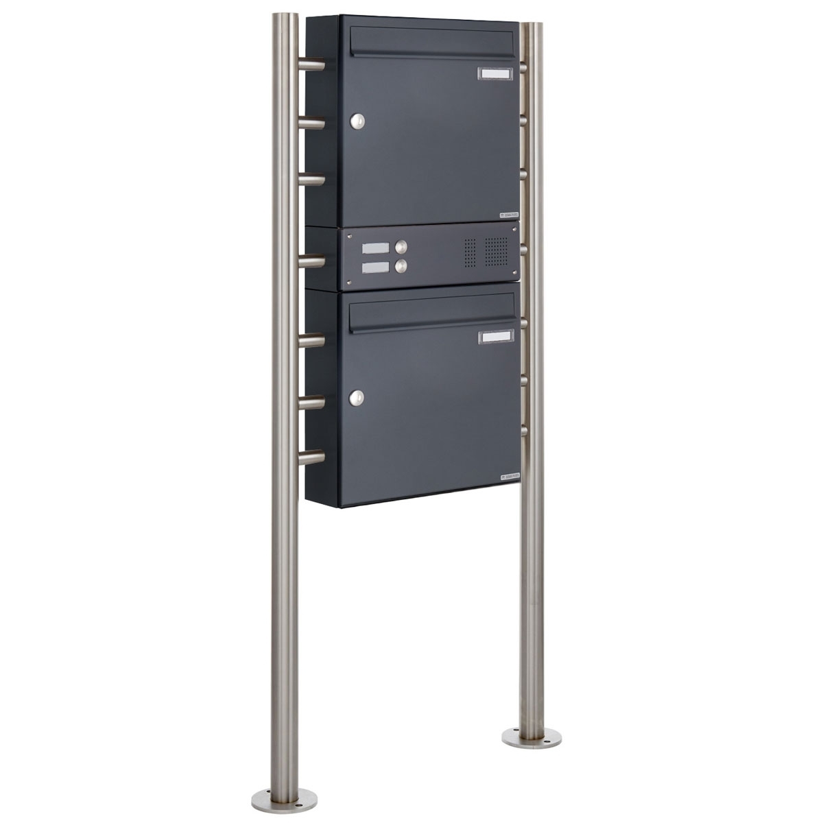 2er Standbriefkasten Design BASIC 381 ST-R mit Klingelkasten - RAL 7016 anthrazitgrau 2er Standbriefkasten Design BASIC 381 ST-R mit Klingelkasten - RAL 7016 anthrazitgrau