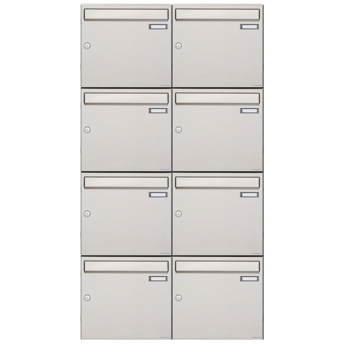 8er 2x4 Edelstahl Aufputz Briefkastenanlage Design BASIC 382A-AP 8er 2x4 Edelstahl Aufputz Briefkastenanlage Design BASIC 382A-AP