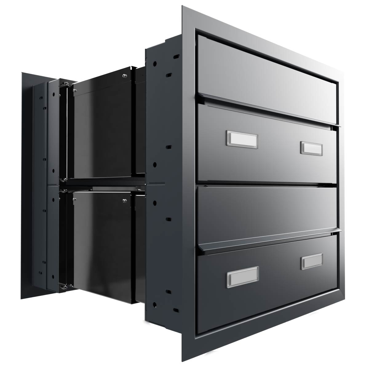 2-piece 1x2 design letterbox GOETHE MDW with nameplate - RAL of your choice 2-piece 1x2 design letterbox GOETHE MDW with nameplate - RAL of your choice