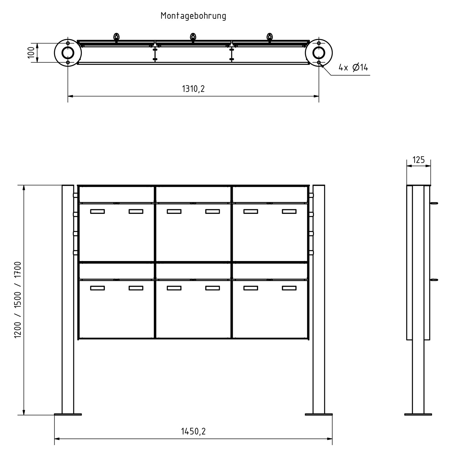 6er 3x2 Design Standbriefkasten GOETHE ST-R - RAL nach Wahl 6er 3x2 Design Standbriefkasten GOETHE ST-R - RAL nach Wahl