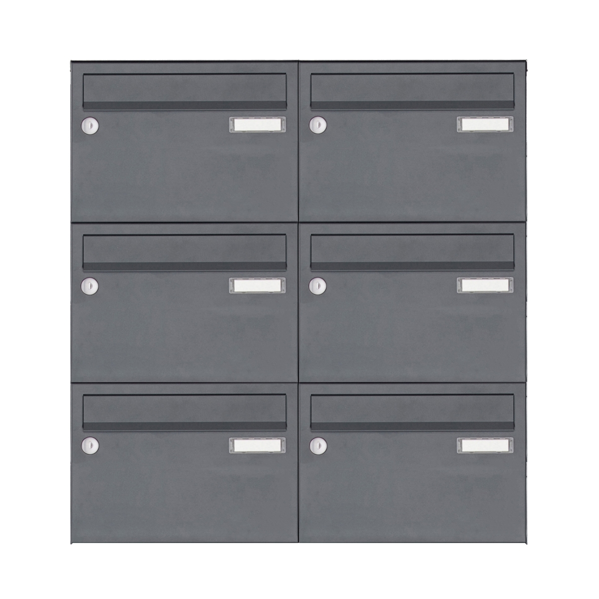 6er Edelstahl Aufputz Briefkastenanlage Design BASIC Plus 385 XA 220 - RAL nach Wahl 6er Edelstahl Aufputz Briefkastenanlage Design BASIC Plus 385 XA 220 - RAL nach Wahl