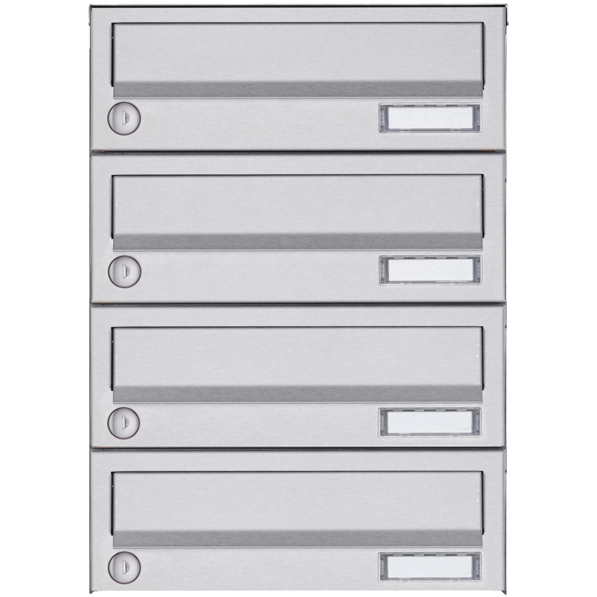 4er Aufputz Briefkastenanlage Design BASIC 385A- VA AP - Edelstahl V2A, geschliffen