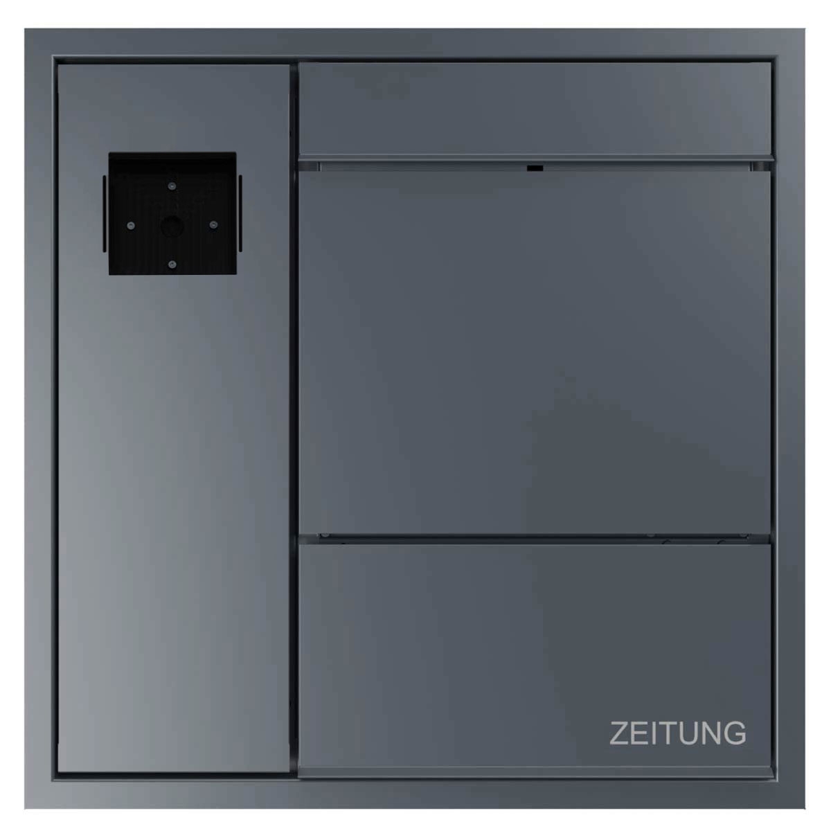 Buzón empotrado de diseño GOETHE UP lateral con compartimento para periódicos - RAL a elegir - LOXONE Interfono preparado