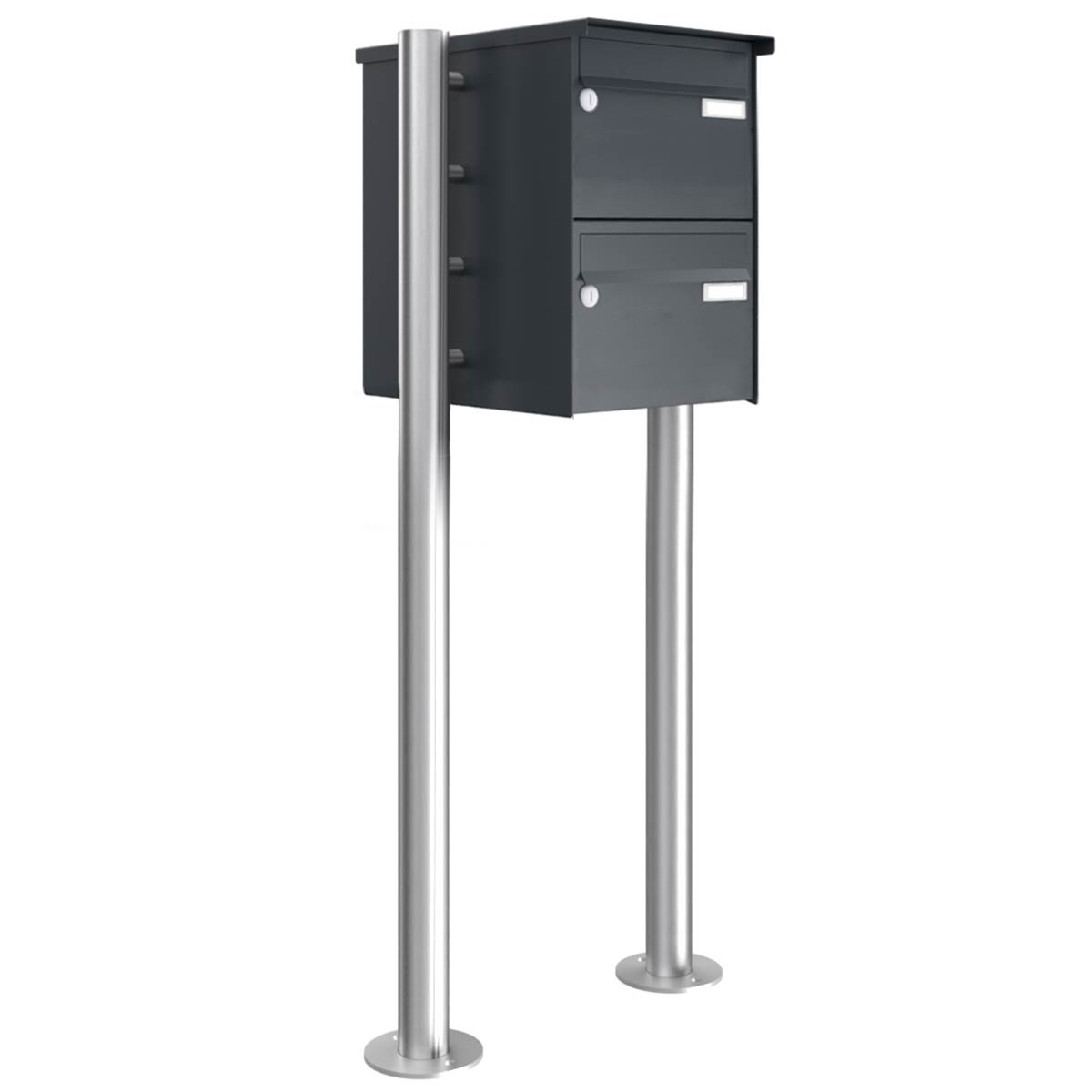 2-post letterbox system, free-standing Design BASIC 385220 7016 ST-R - RAL 7016 anthracite grey