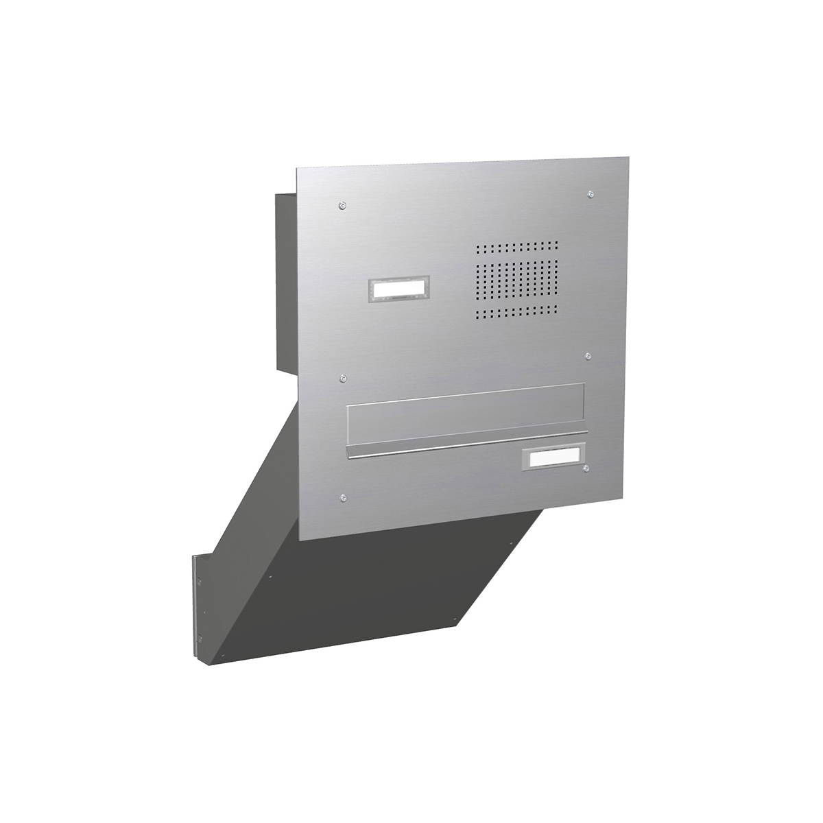 Stainless steel wall-mounted letterbox system BASIC 623 - Doorbell intercom - 1 party Stainless steel wall-mounted letterbox system BASIC 623 - Doorbell intercom - 1 party