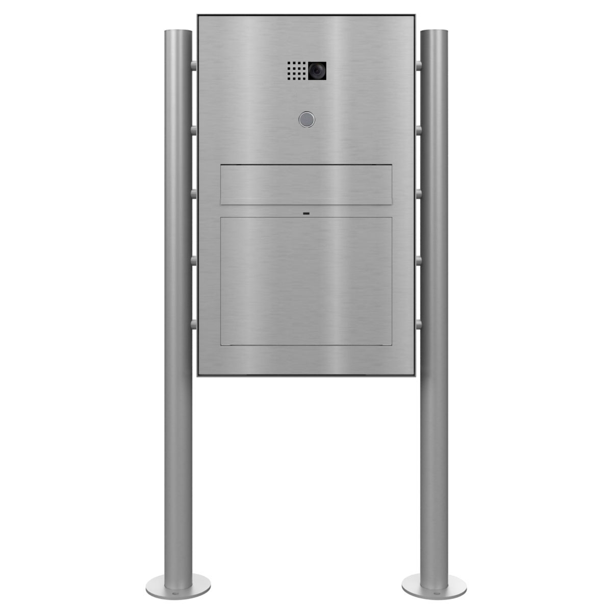Design Standbriefkasten GRIMM - Edelstahl geschliffen mit COMELIT Ultra - VIDEO Set