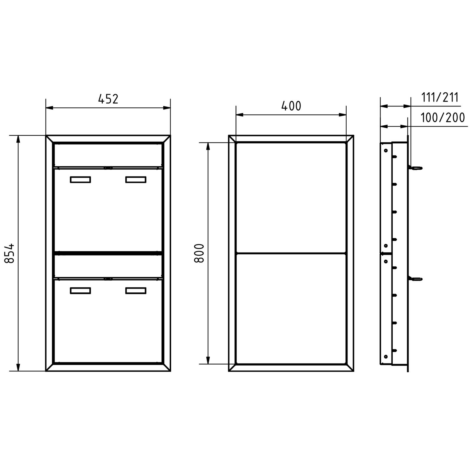 2er 1x2 Design flush-mounted letterbox system GOETHE UP - RAL of your choice 2er 1x2 Design flush-mounted letterbox system GOETHE UP - RAL of your choice