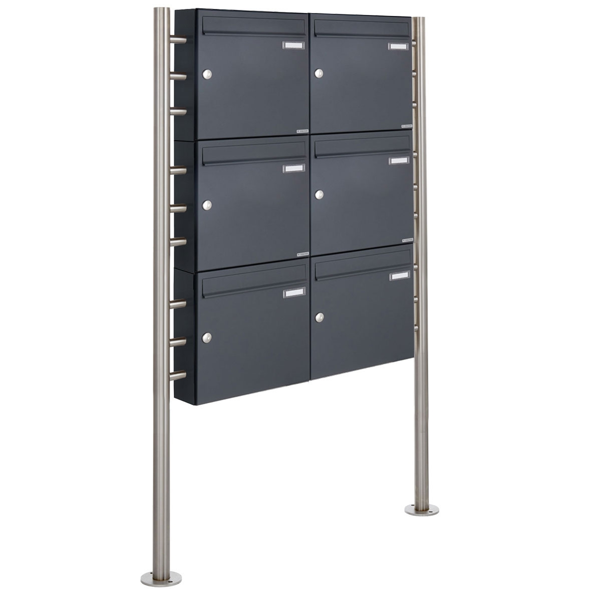 6er 3x2 letterbox system freestanding Design BASIC 381 ST-R - RAL 7016 anthracite grey 6er 3x2 letterbox system freestanding Design BASIC 381 ST-R - RAL 7016 anthracite grey