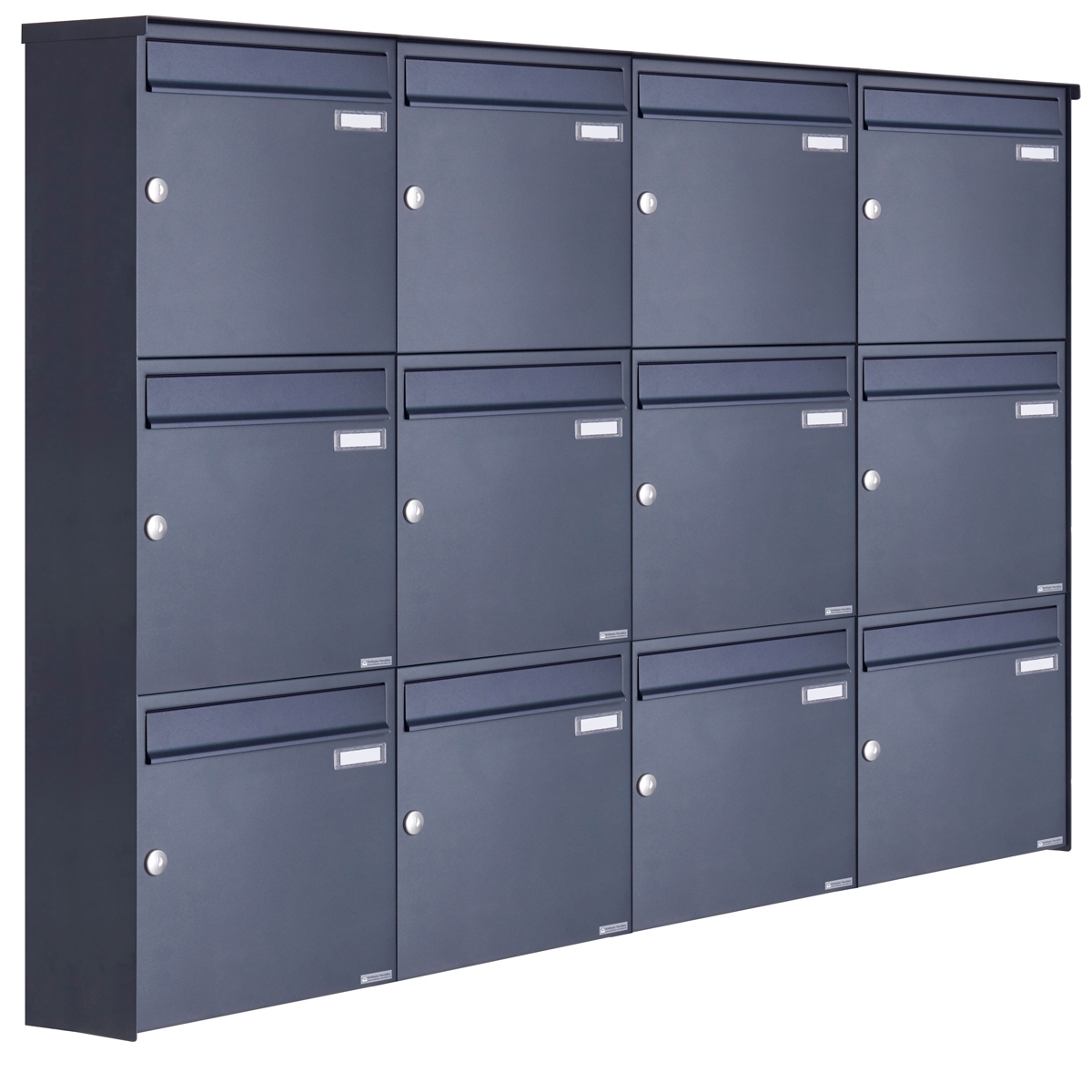 12er 3x4 Edelstahl Aufputz Briefkasten Design BASIC Plus 382XA AP - RAL nach Wahl